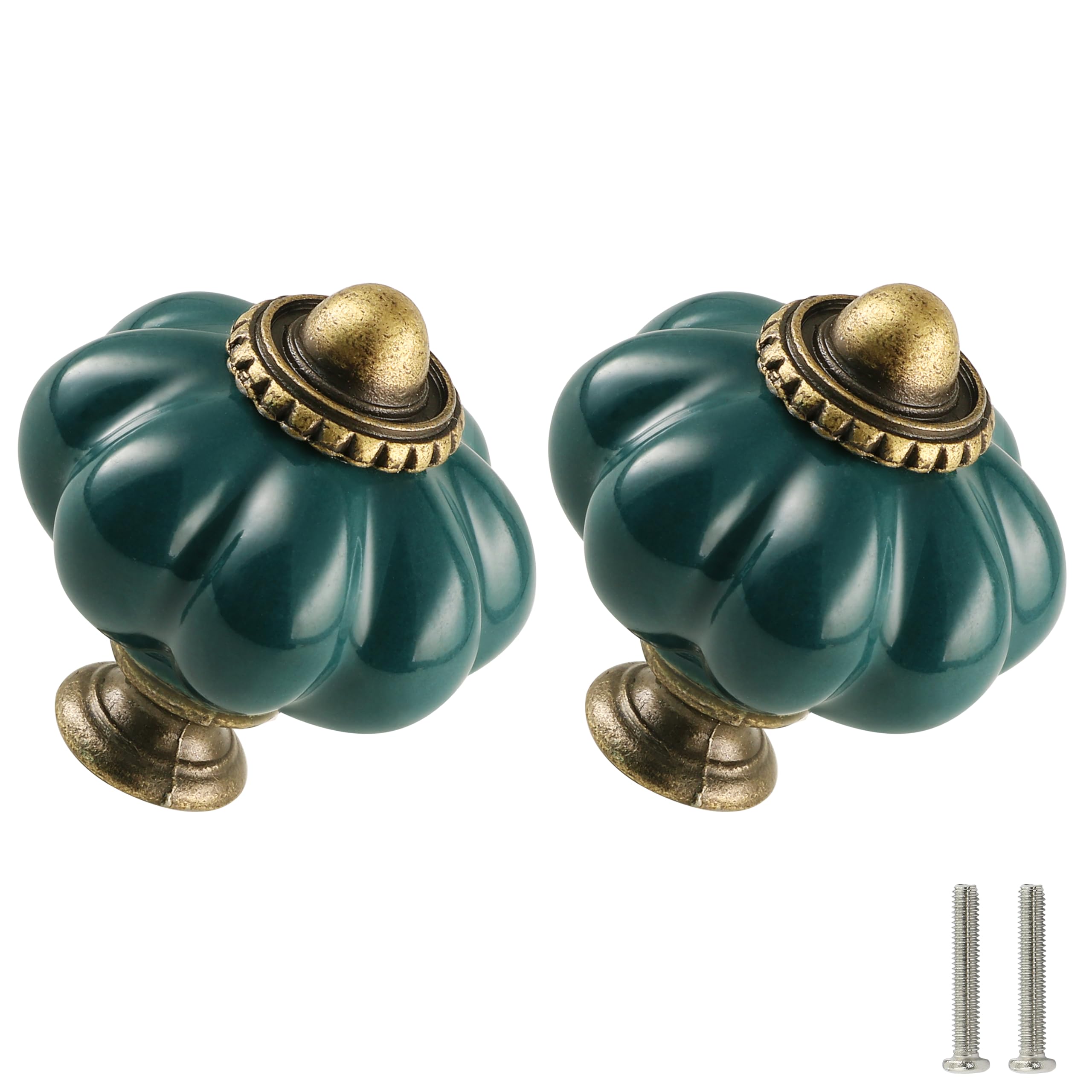 Vintage Teal Ceramic Cabinet Knobs 12 Pack - Antique Drawer Pulls with Screws for Closet, Dresser, Cupboard & DIY Home Projects | Perfect for Home Decor, Furniture Restoration and Crafting