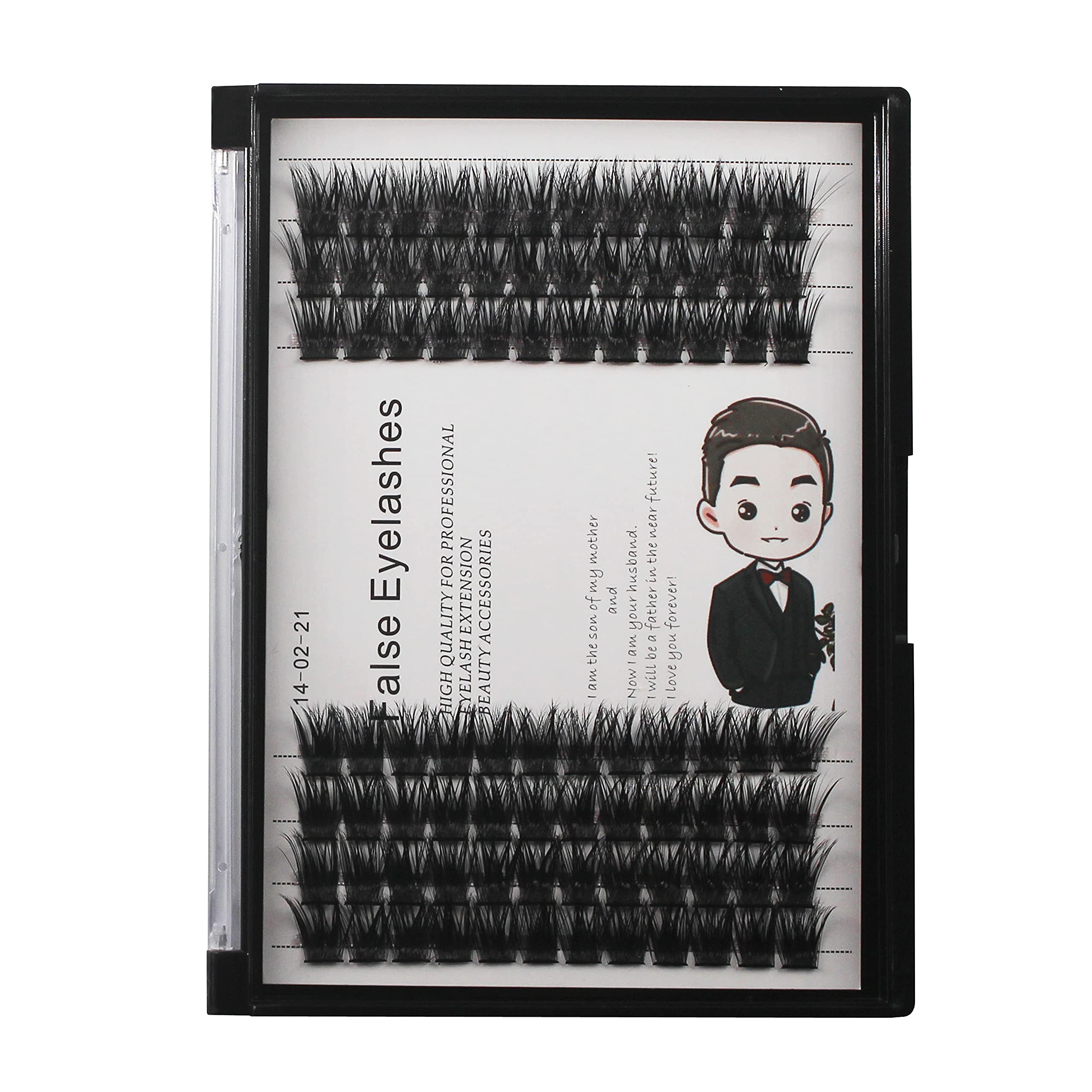 Bodermincer 84 Clusters D Curl Wide Cluster False Eyelashes - Natural Volume Lashes Set for DIY Eyelash Extension | 3D Effect Glue Bonded Band Individual Lashes (14mm) - Perfect for Home Use, Special Occasions & Professional Makeup