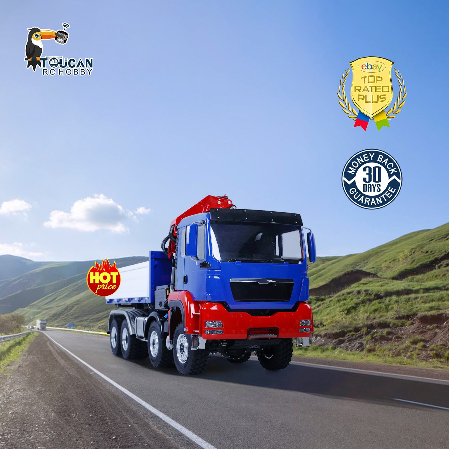 1/14 LESU 8X8 RC Hydraulic Crane Dump Truck - Remote Control Construction Vehicle with Ready-to-Run Tipper & Painted Body - DIY Hobby Model for Kids & Adults - Perfect for Construction Play, Collecting & STEM Learning