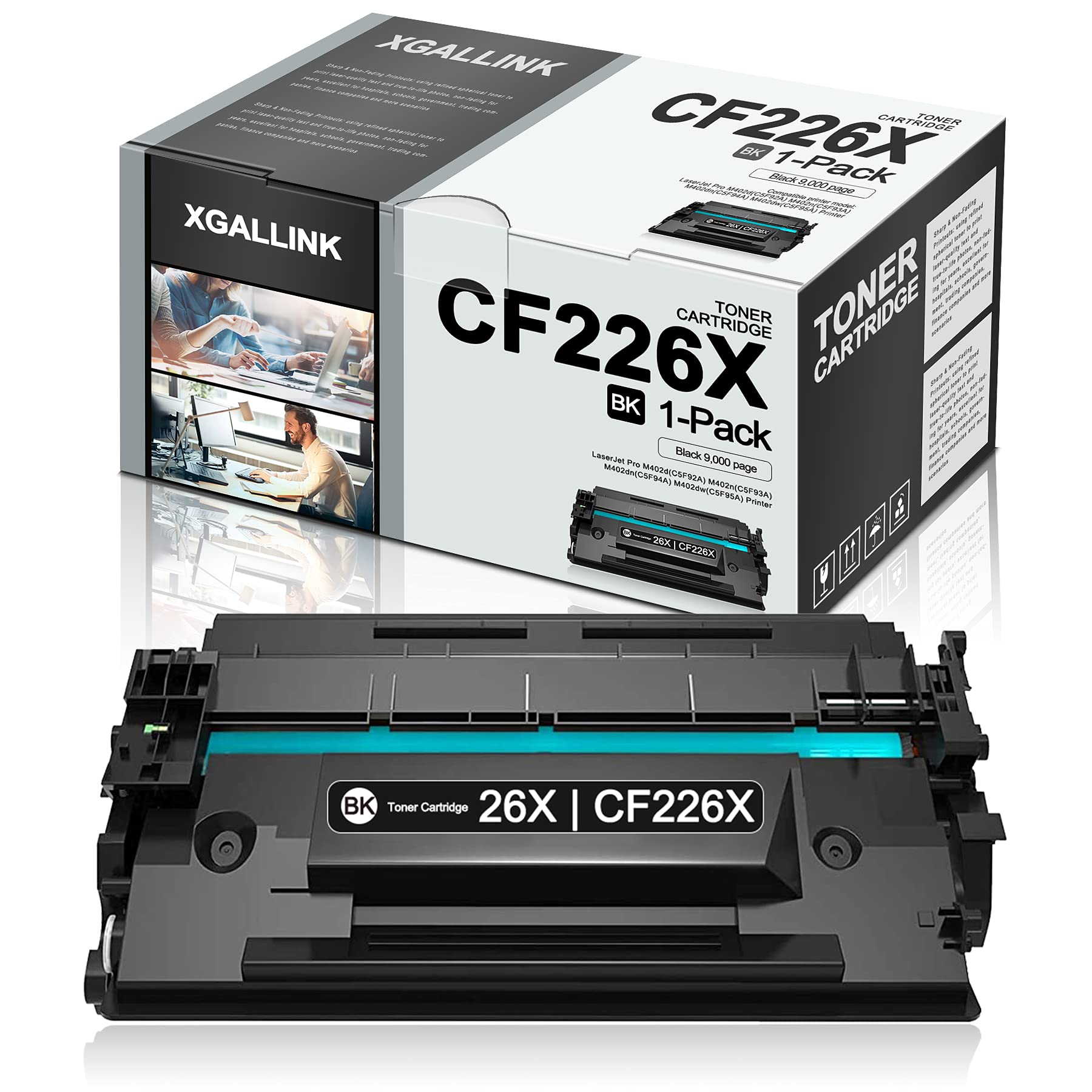 XGALLINK (1 Pack, Black) 26X | High-Yield CF226X Compatible Toner Cartridge Replacement for HP CF226X - Works with HP Pro M402d (C5F92A), M402n (C5F93A), M402dn (C5F94A), M402dw (C5F95A), M402m (C5F96A) Printers | Ideal for Office, Home & Small Business Printing Needs