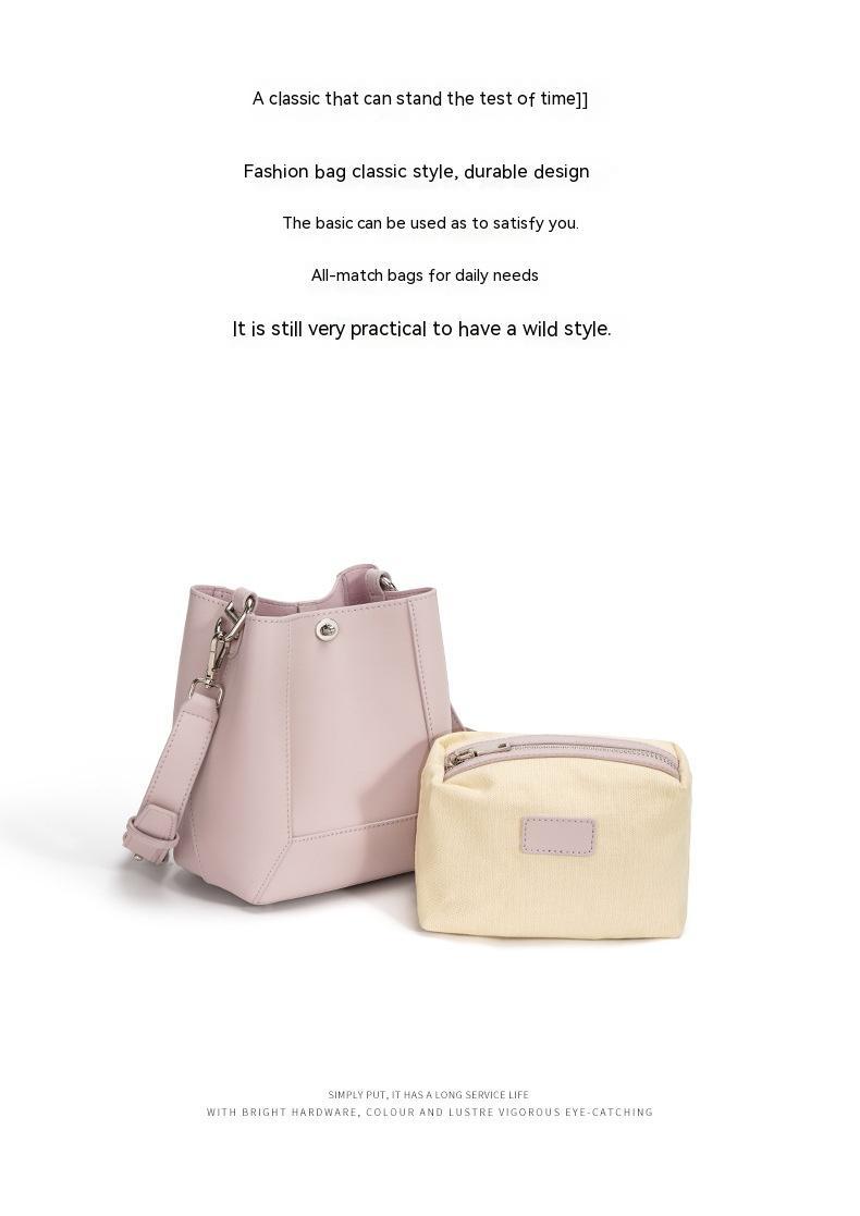 Genuine Leather Tote Bag for Women - Stylish Shoulder Bag & Crossbody Purse with Detachable Strap - Versatile Bucket Bag for Work, Travel & Everyday Use
