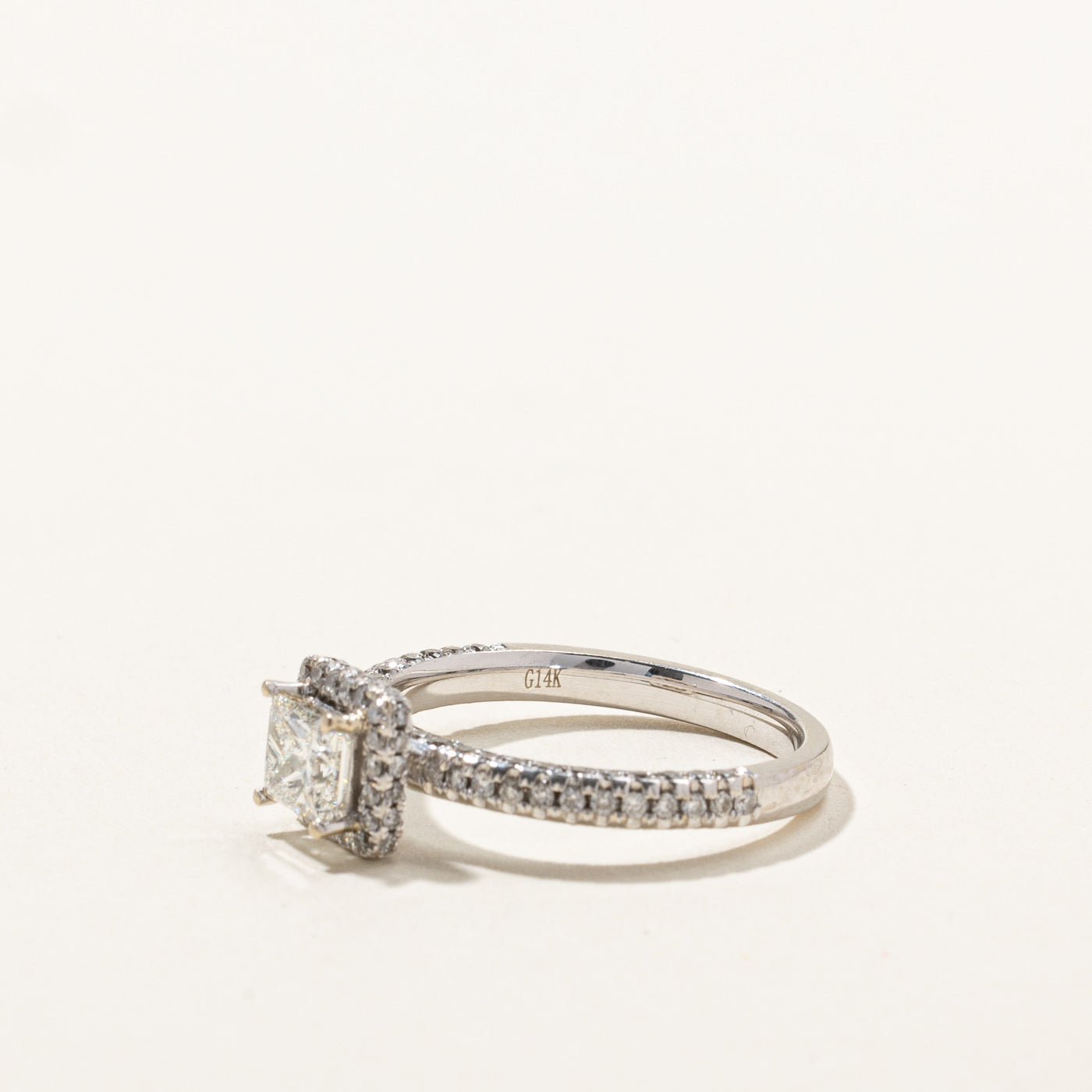 1.5ct Princess Cut Diamond Halo Engagement Ring 14K White Gold Size 7.25 - Perfect Proposal Gift for Anniversary & Wedding