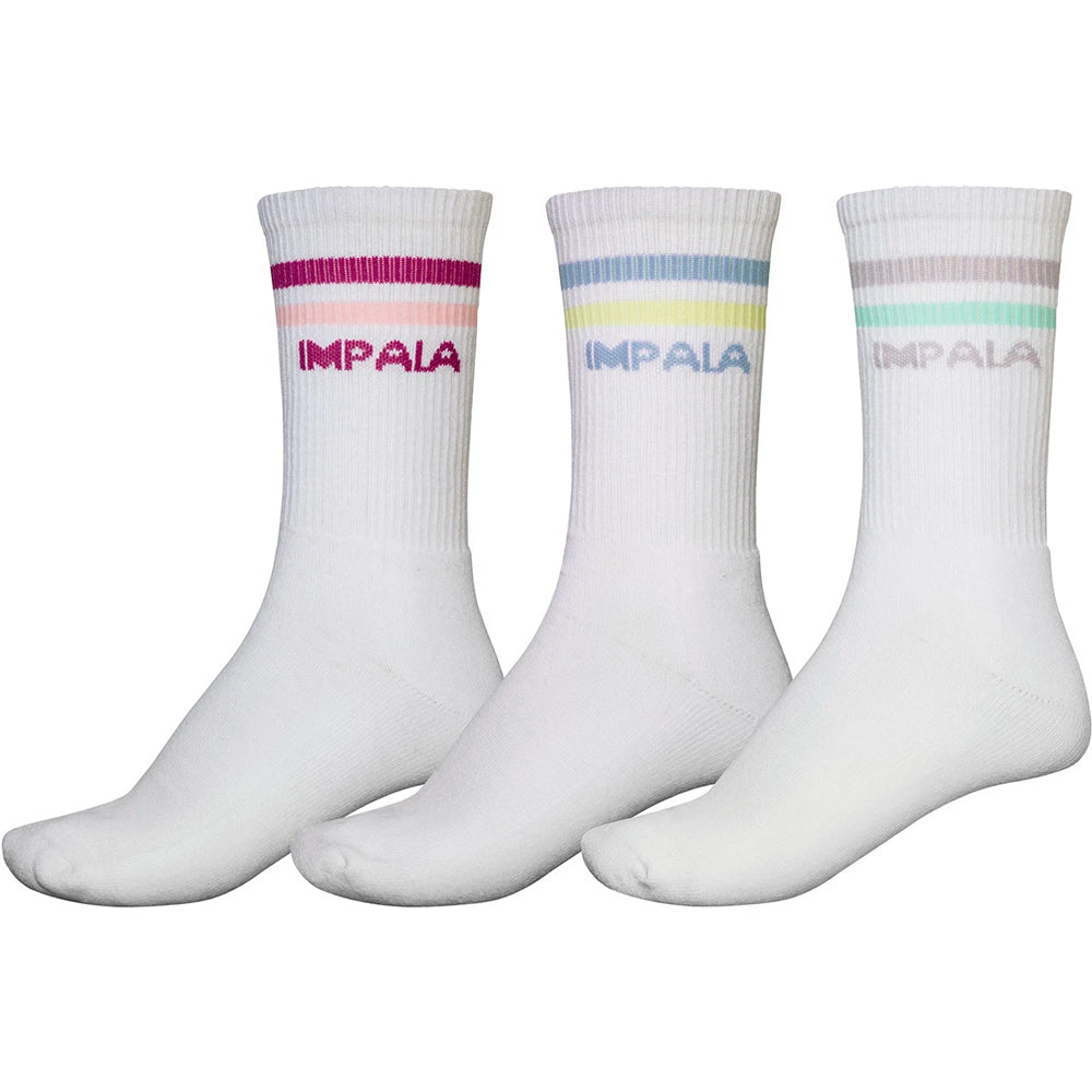 Impala Pastel Stripe Skate Socks 3 Pack - Cute Ankle Socks for Women & Girls - Perfect for Roller Skating, Roller Derby & Everyday Wear