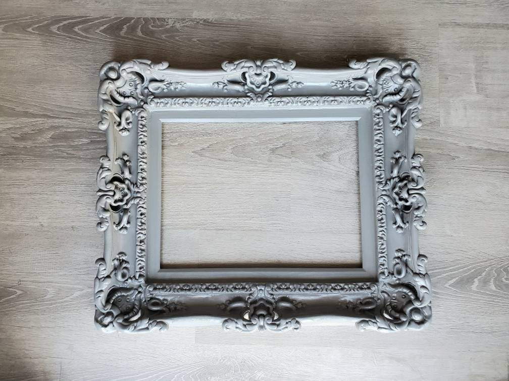 12x16 Gray Ornate Baroque Picture Frame - Elegant French Fancy Photo Frame for Wall Decor, Living Room, Bedroom & Office Display