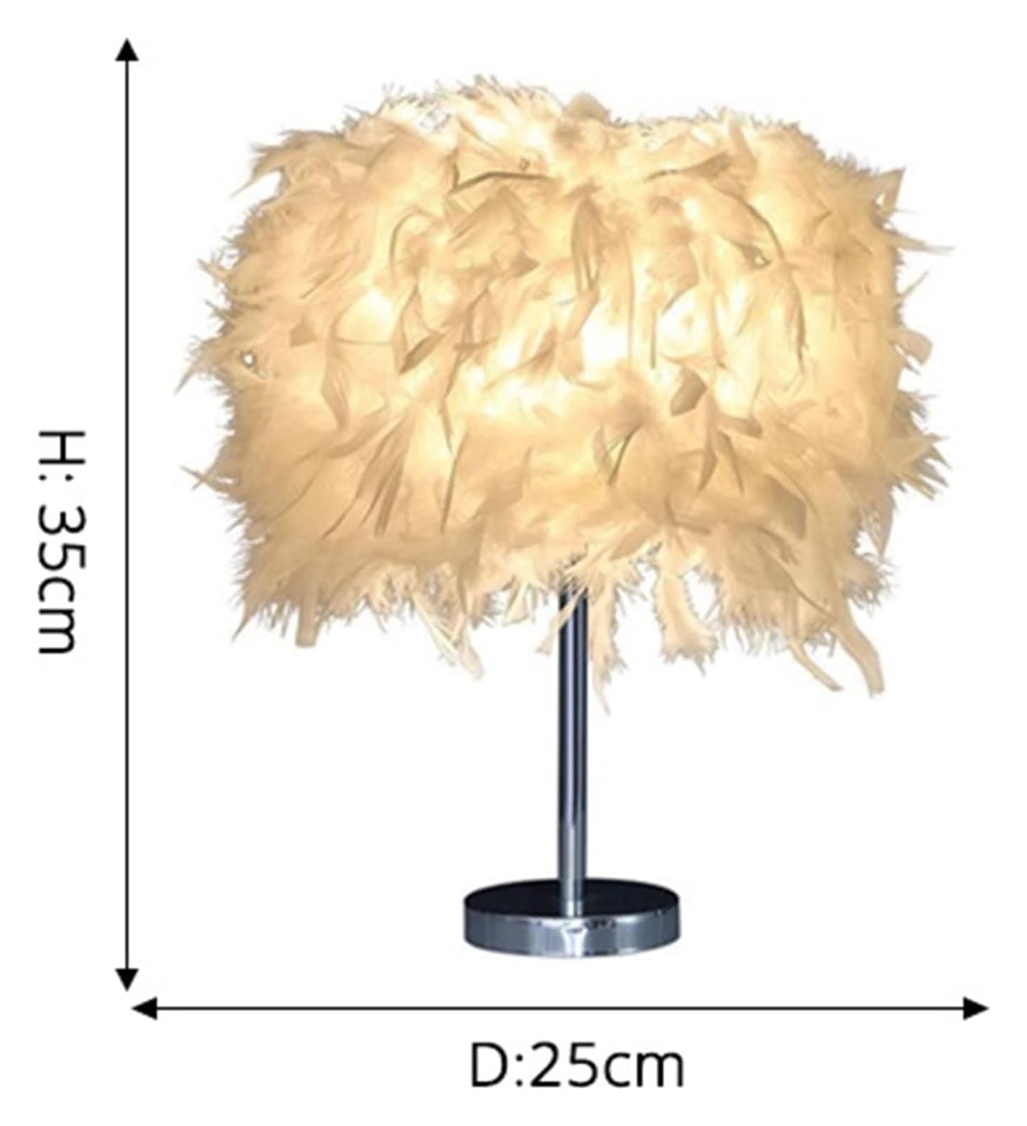 Feather Table Lamp - Modern Desk & Bedside Night Light with Elegant Feather Lampshade for Living Room, Bedroom, Office Decor | Perfect for Reading, Relaxing & Ambient Lighting