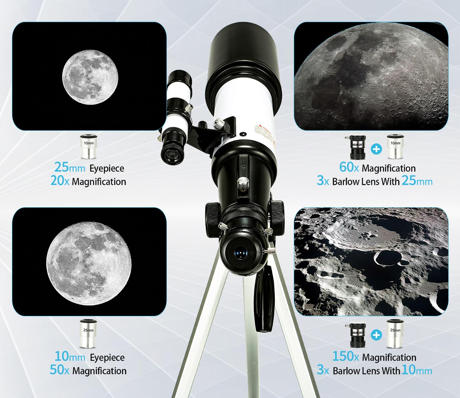 Premium Portable Refractor Telescope for Adults & Kids - High Powered Astronomy Telescope for Stargazing, Deep Space & Planets Observation - Includes Smartphone Adapter for Astrophotography - Perfect for Beginners, Travel & Outdoor Exploration