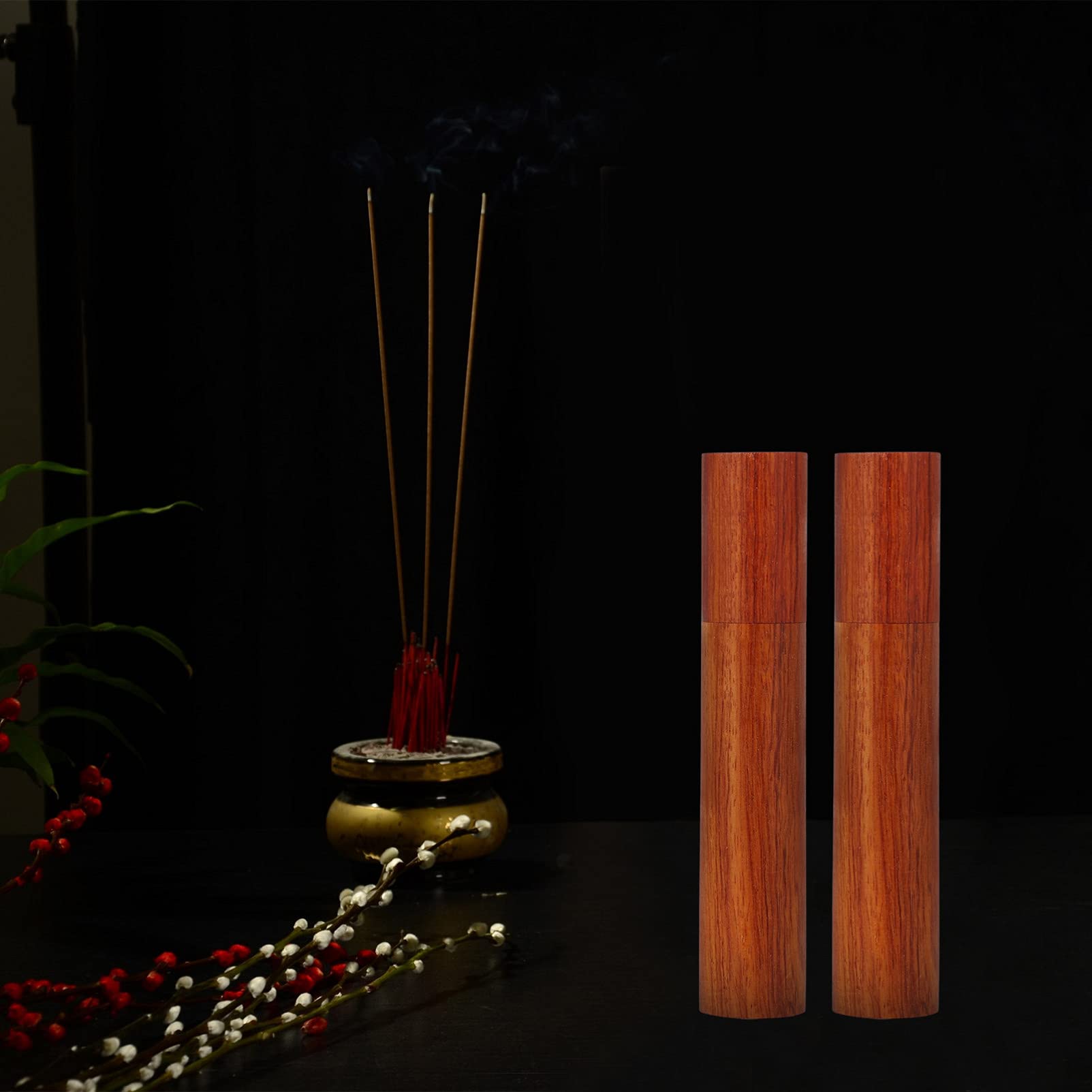 HEALLILY 2-Pack Wooden Incense Stick Storage Tubes with Lid - Airtight Aromatic Container for Travel & Home Use - Perfect for Organizing Incense Sticks, Essential Oils, and Herbs in Bedroom, Yoga Studio, or Meditation Space