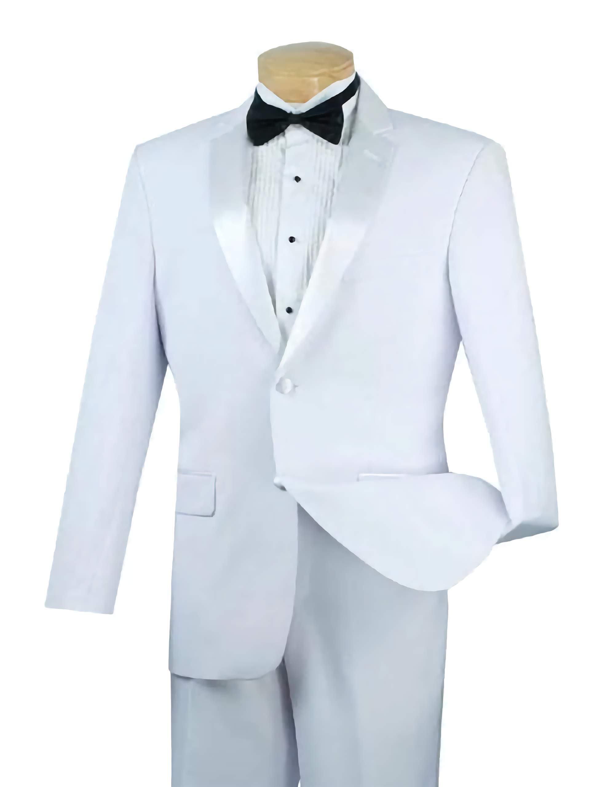 Men's White Regular Fit Satin Lapel 2-Piece Tuxedo Suit - Wedding, Prom & Formal Event Attire