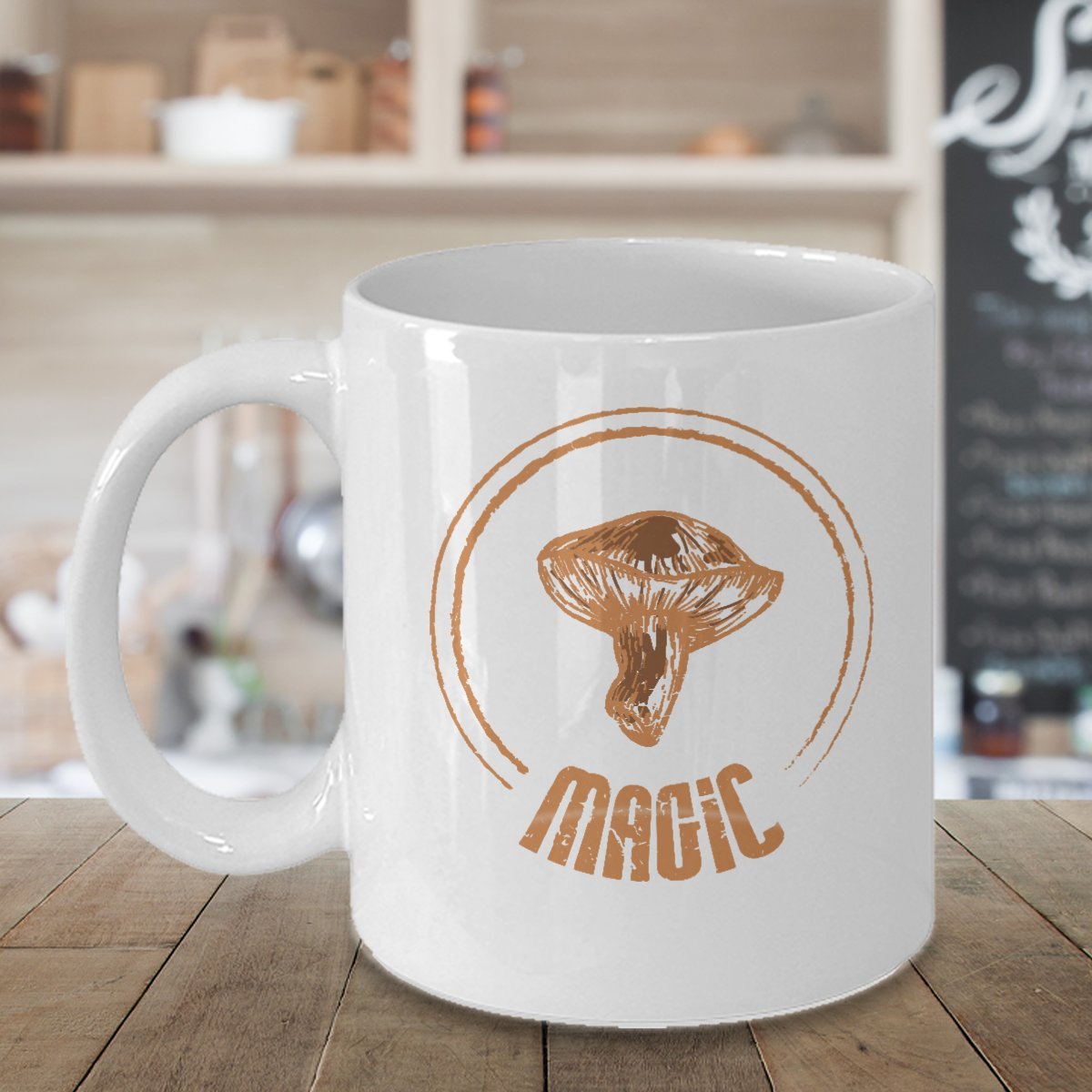 Magic Coffee Mug - 11oz Ceramic Mushroom Hunter Gift Cup for Coffee, Tea & Hot Drinks - Perfect for Camping, Hiking & Outdoor Adventures