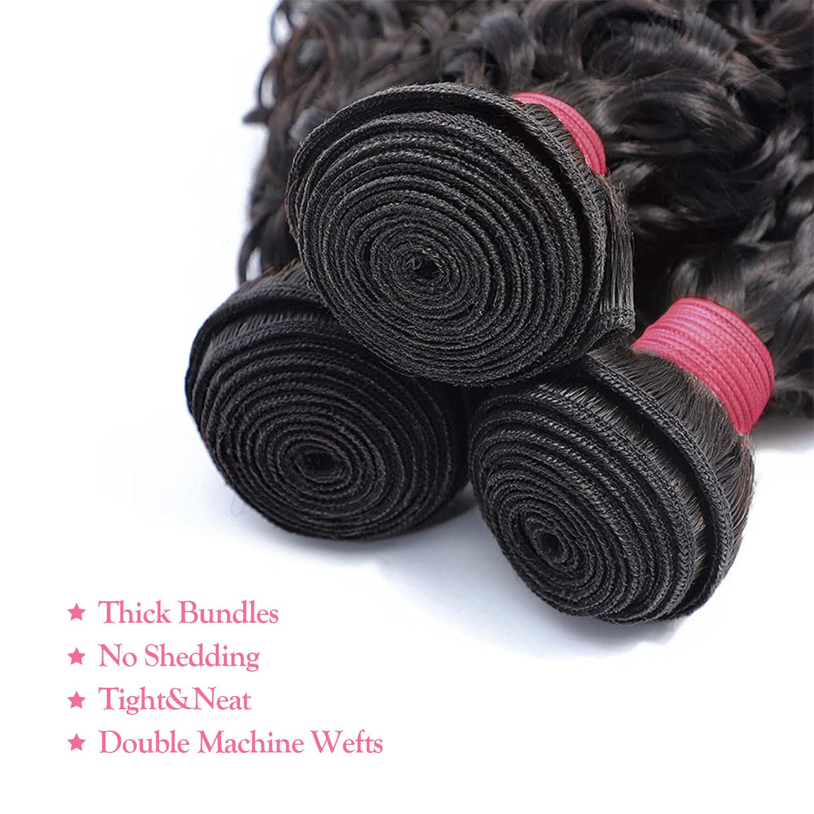 12A Brazilian Virgin Human Hair Bundles 24 26 28 Inch - Water Wave Wet & Wavy Natural Color Hair Extensions (3 Bundles) for Stunning Beach Waves & Everyday Glamour