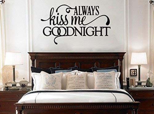 Romantic 'Always Kiss Me Goodnight' Vinyl Wall Decal - Bedroom Love Quote Sticker for Couples | Perfect for Master Bedroom, Nursery, or Wedding Decor