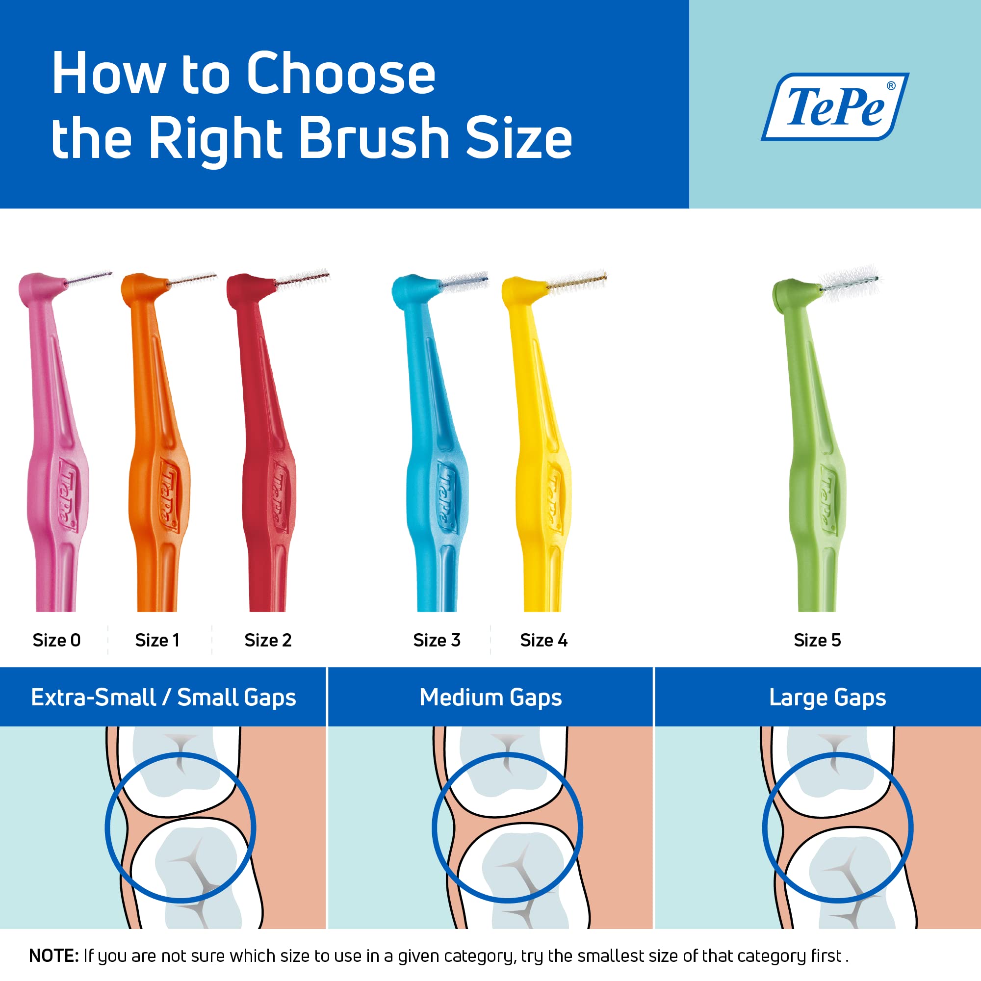 TePe Angled Interdental Brush - Pack of 25, Size 3 (0.6mm) for Medium Gaps - Blue Dental Cleaning Brushes for Teeth & Braces - Perfect for Oral Hygiene, Gum Care and Hard-to-Reach Areas