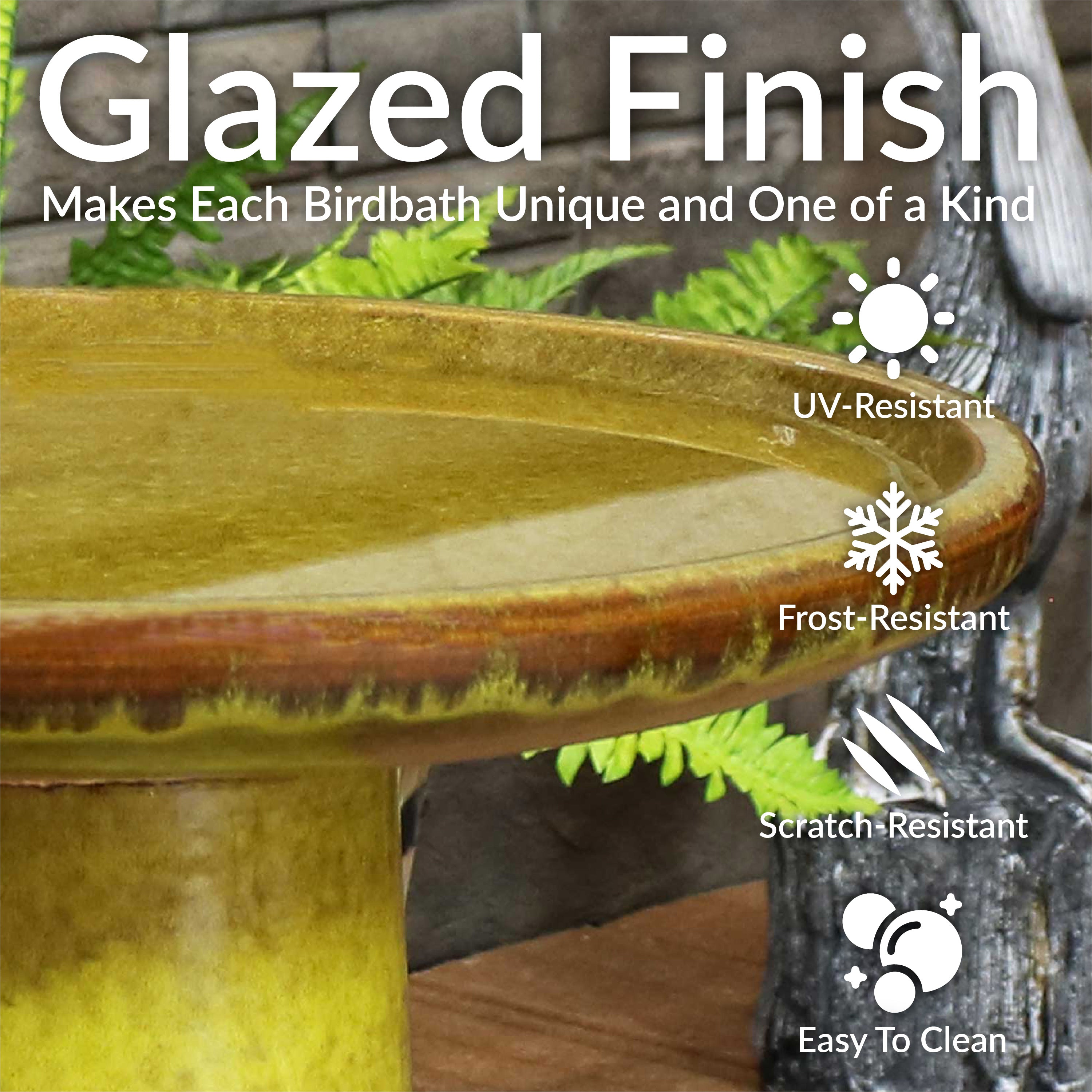 Sunnydaze Glazed Ceramic Duo Tone Outdoor Bird Bath - Garden Decor for Attracting Birds & Enhancing Outdoor Spaces