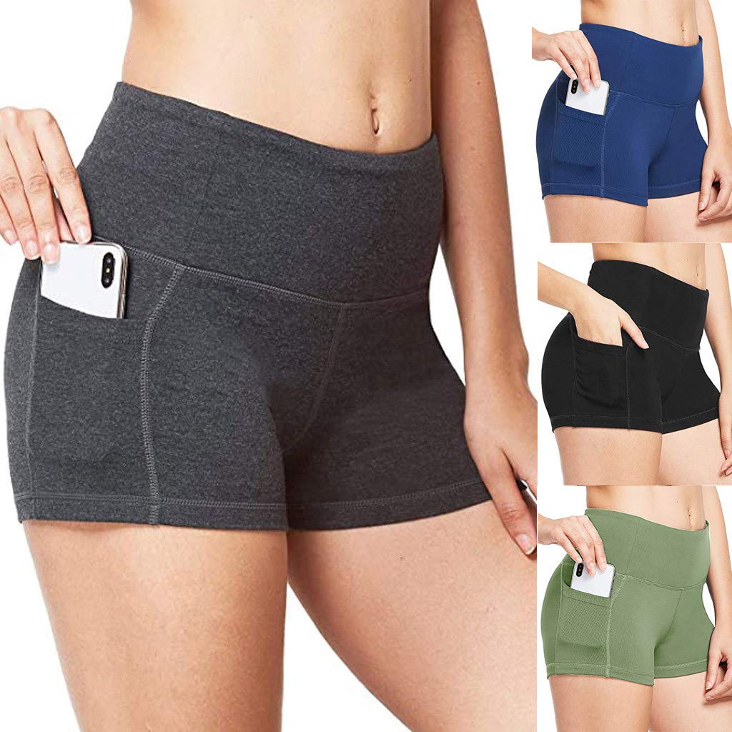 Telaite High Waist Yoga Shorts for Women with Side Pockets - Non See-Through Workout Leggings, Tummy Control Running Shorts - Perfect for Yoga, Gym, and Outdoor Activities
