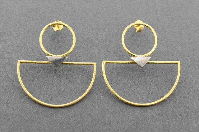 Gold Plated & Oxidized Deco Hoop Earrings - Vintage Boho Style Jewelry for Women - Perfect for Parties, Weddings & Everyday Wear
