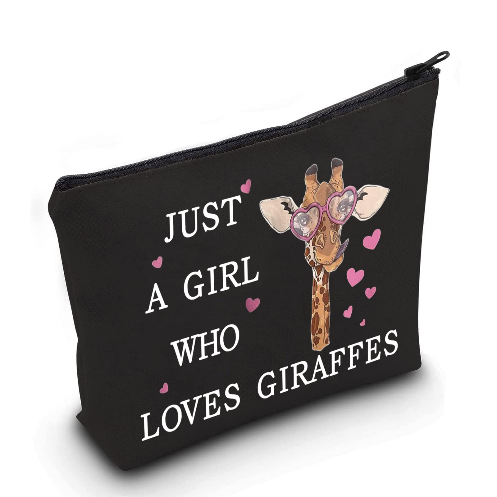 LEVLO Funny Giraffe Cosmetic Bag - Cute Animal Lover Makeup Pouch with Zipper - Perfect Gift for Giraffe Lovers - Black Travel Toiletry Bag for Women | Great for Makeup Storage, Travel Essentials & Gift Giving