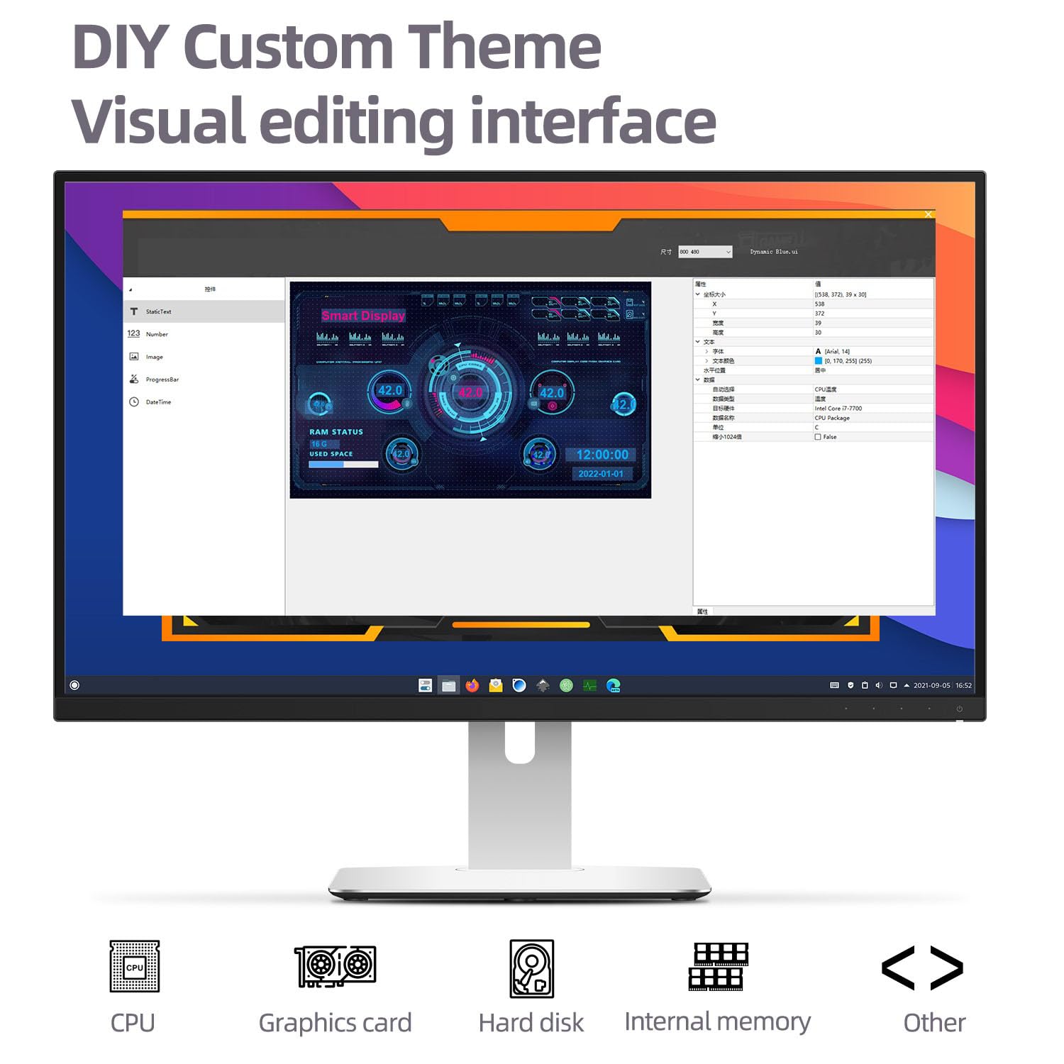 HUPYOMLER 5-Inch LCD Monitor Driver Control Board - IPS Screen for AIDA64, ITX PC Case - Easy Installation & Use | Perfect for Computer Diagnostics, System Monitoring & Mini PC Builds