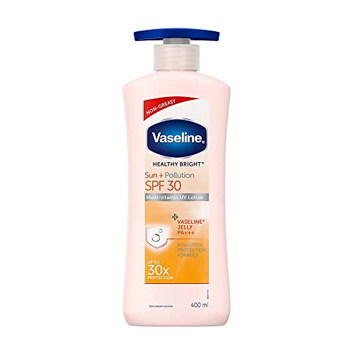 Vaseline Healthy Bright SPF 30 Sun Protection Body Lotion 400ml - Daily Moisturizer for Dry Skin, Non-Greasy Formula for Glowing Skin - Men & Women - Perfect for Beach, Pool & Outdoor Activities