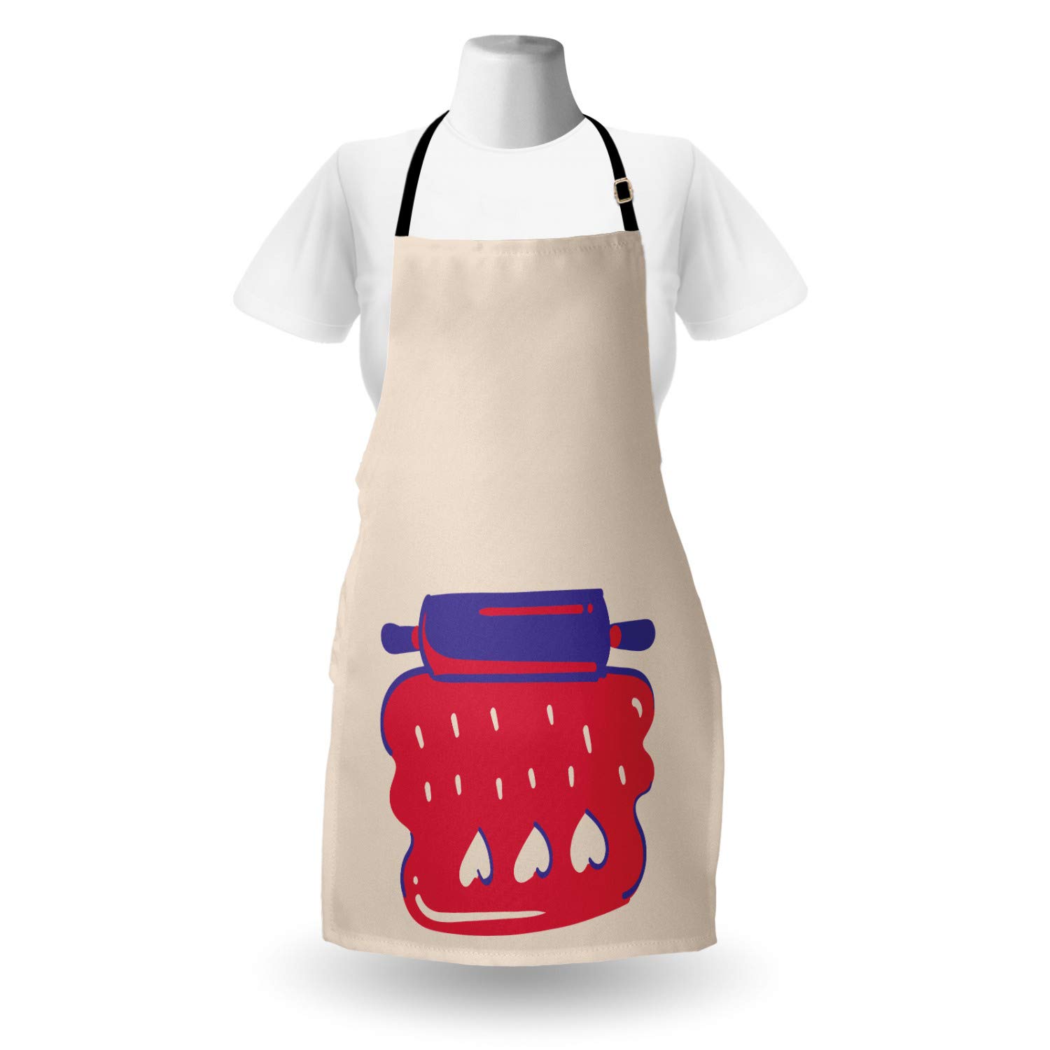 Ambesonne Personalized Chef Apron for Baking & Cooking - Cartoon Love Design with Colorful Rolling Pin & Dough Motif - Adjustable Neck Unisex Kitchen Bib for Adults - Champagne Violet - Perfect for Home Cooks, Bakers & Culinary Enthusiasts