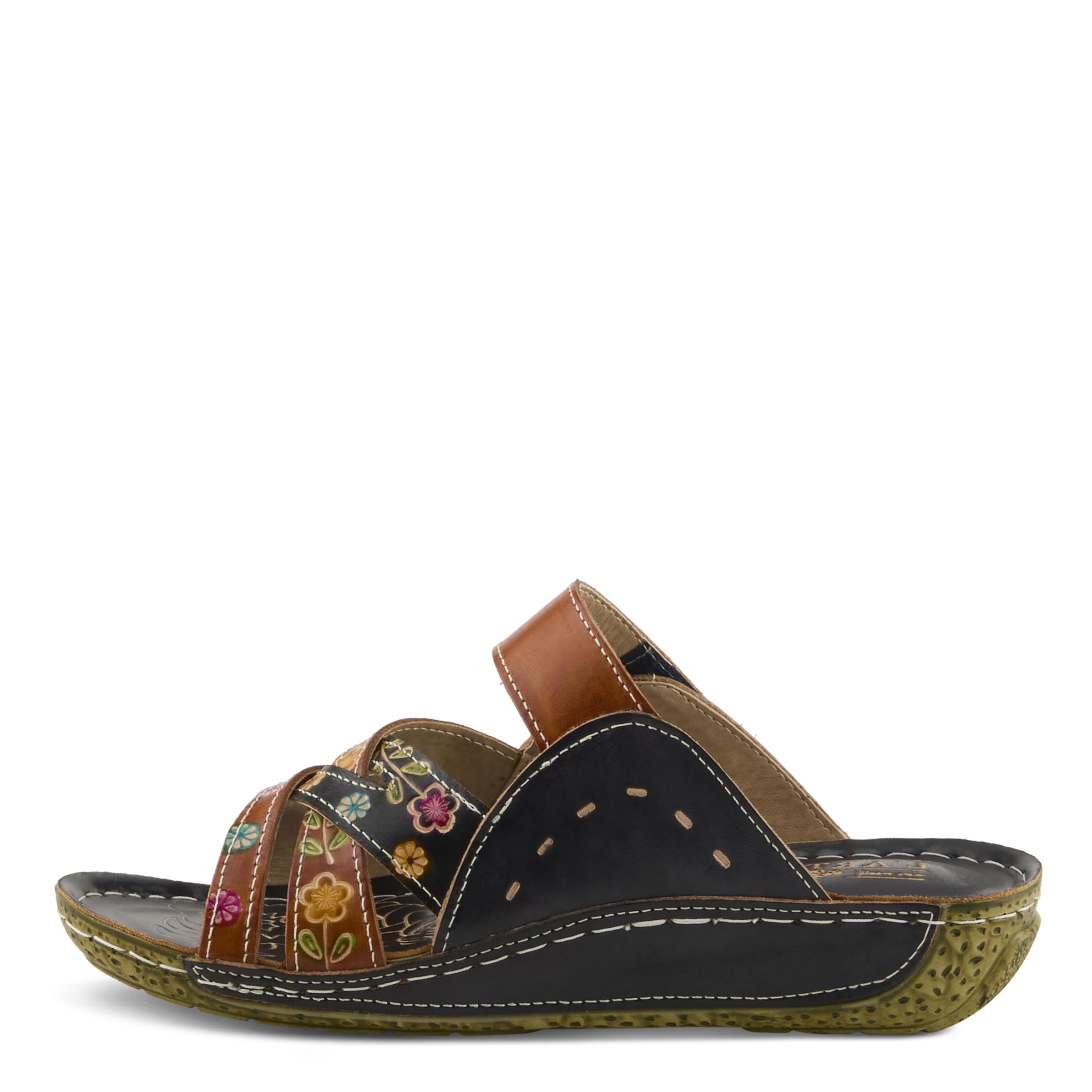 L'Artiste by Spring Step Women's Leigh Leather Slide Sandals - Comfortable Casual Slip-On Shoes for Summer, Beach & Everyday Wear