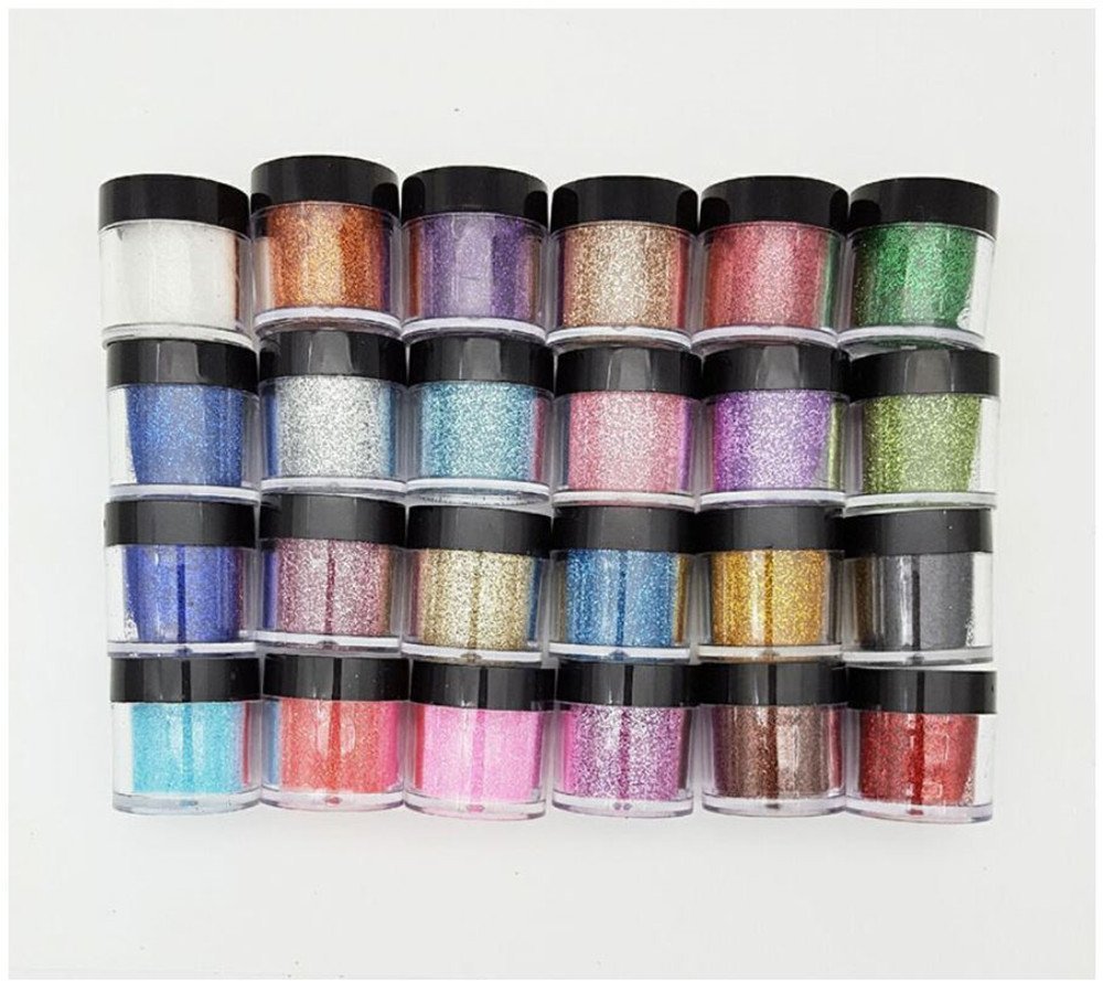 Xichen® 24-Pack Fine Acrylic Glitter Powder for Nail Art, 10g Each - Perfect for DIY Manicures, Nail Extensions & Professional Salon Use