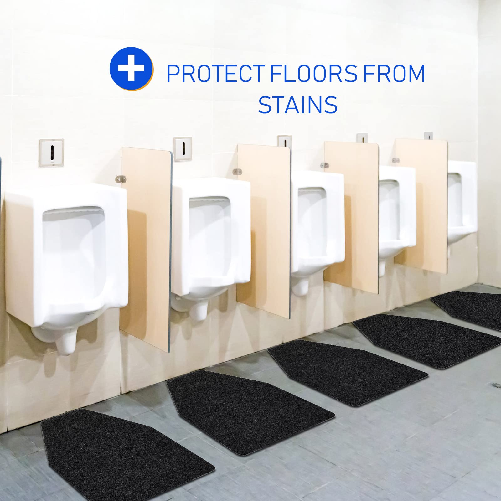 Non-Slip Urinal Mats - 10 Pack Absorbent Bathroom Floor Pads for Men's Restroom - Black Waterproof Urinal Mats for Home, Office & Public Restrooms - Prevents Slipping & Absorbs Spills