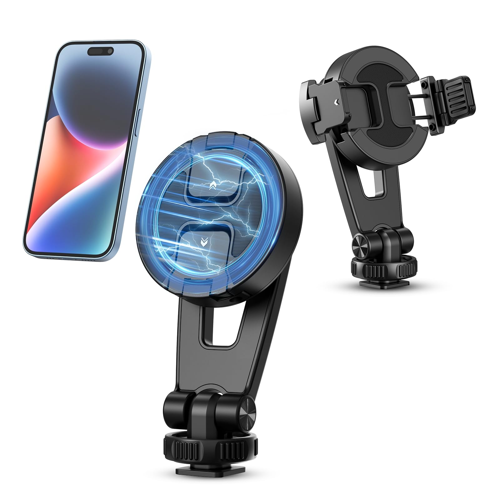 ULANZI MA47 Magnetic Phone Tripod Mount - Universal MagSafe Compatible Tripod Clamp for iPhone 12/13/14/15 Series Plus Pro Max - Perfect for Vlogging, Live Streaming & Hands-Free Photography