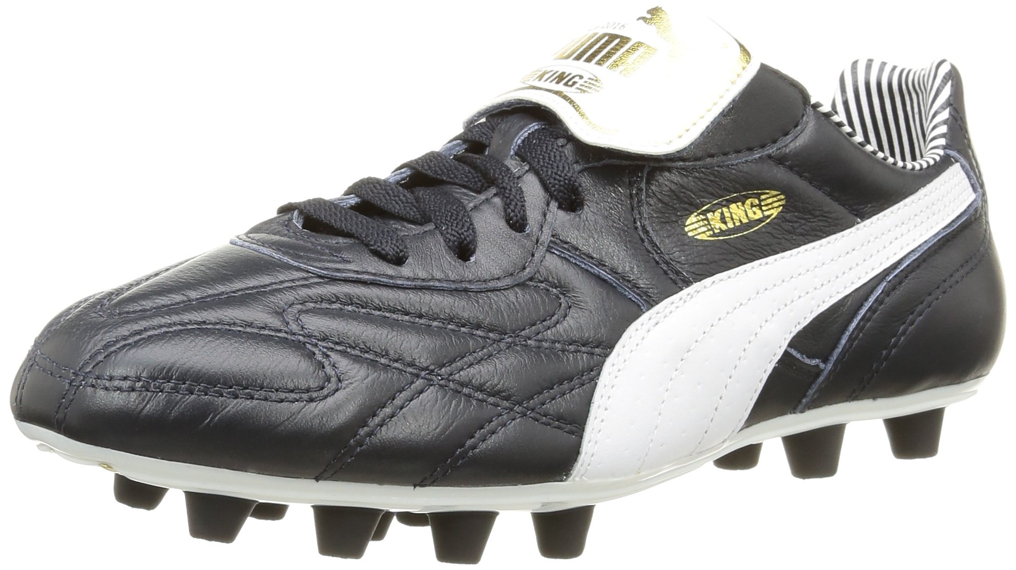 Puma King Top Stripe Di FG Soccer Cleats - White Football Shoes for Men | Perfect for Turf & Artificial Grass Fields