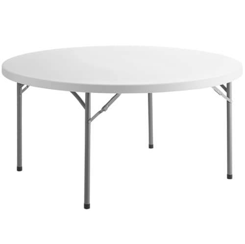 8-Pack Heavy-Duty 5-Foot Round Granite White Plastic Folding Tables - Indoor/Outdoor Use for Dining, Kitchen, Picnics, Events & Portable Bar Setup