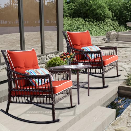 Brown Rattan Orange Cushion