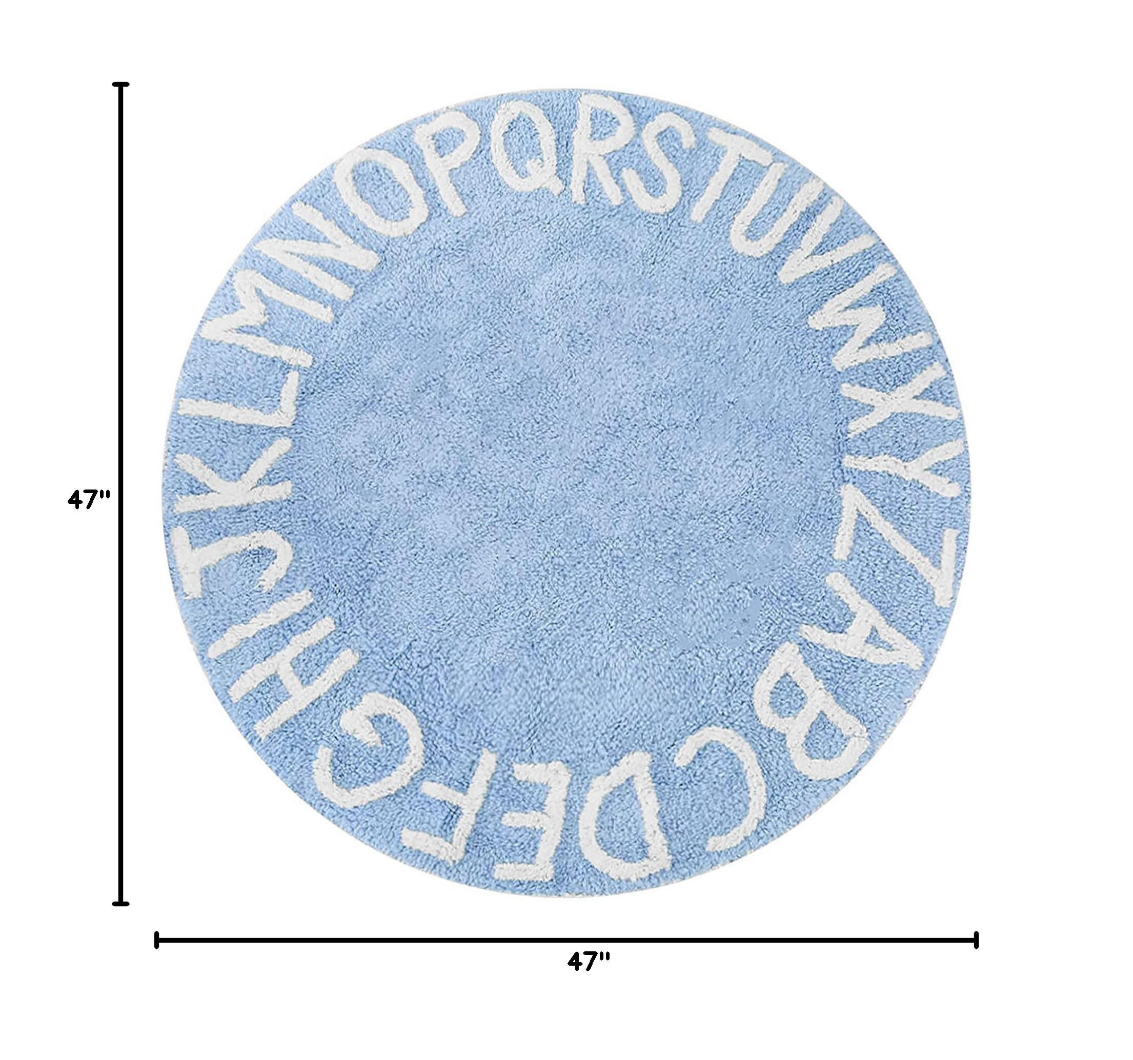 ABC Alphabet Rug for Kids Room - Neutral Cotton Circle Nursery Rug for Baby Boy & Girl, 47