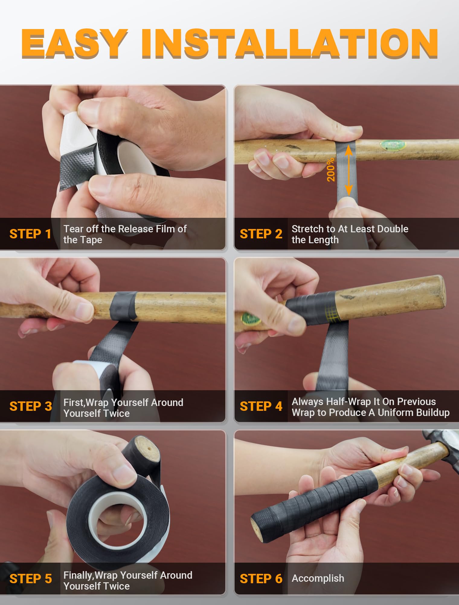 15FT Self-Fusing Silicone Grip Tape - Non-Slip Handlebar Wrap for Bikes, Paddles, Fishing Rods, Barbells & Gym Equipment | Perfect for Sports, Workouts & Outdoor Activities