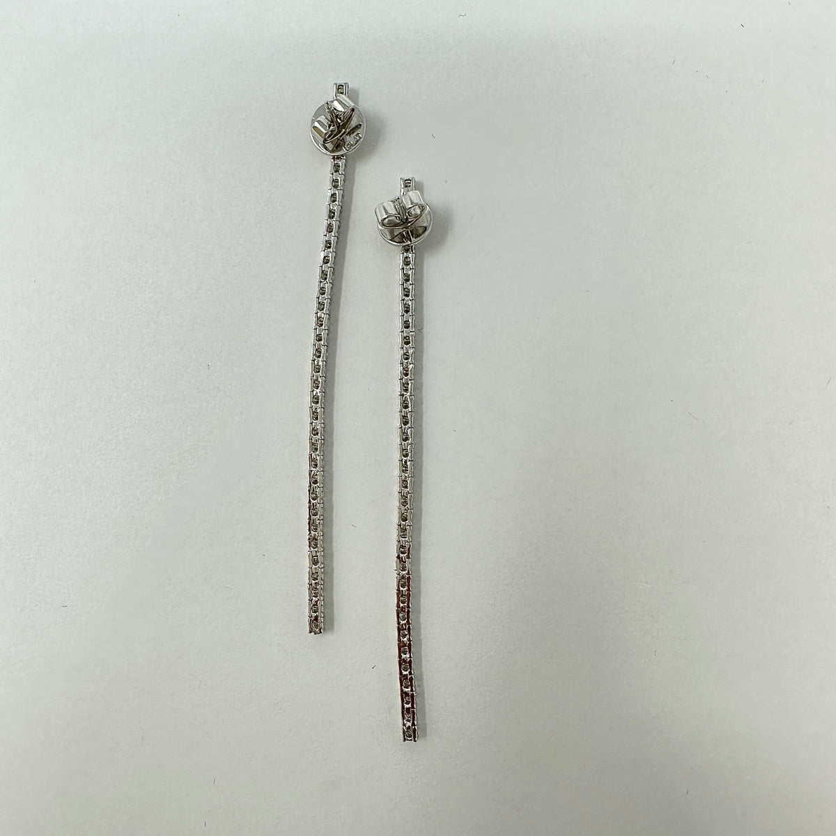 18K White Gold 3 Diamond Drop Earrings for Women - Elegant Dangling Earrings for Wedding, Party & Special Occasions