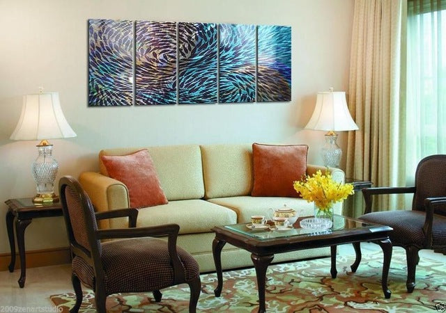 Modern Abstract Metal Wall Art Set of 5 - Original Metal Painting Sculpture for Indoor & Outdoor Decor - Perfect for Living Room, Bedroom, Office & Garden Decoration