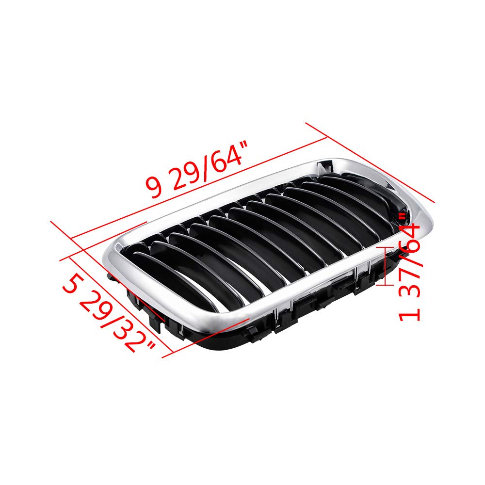 Black Chrome Front Kidney Grille for 1997-1999 BMW E36 3-Series Facelift | OEM Style Replacement | Enhanced Styling & Durability | Perfect for Car Upgrades & Showroom Look