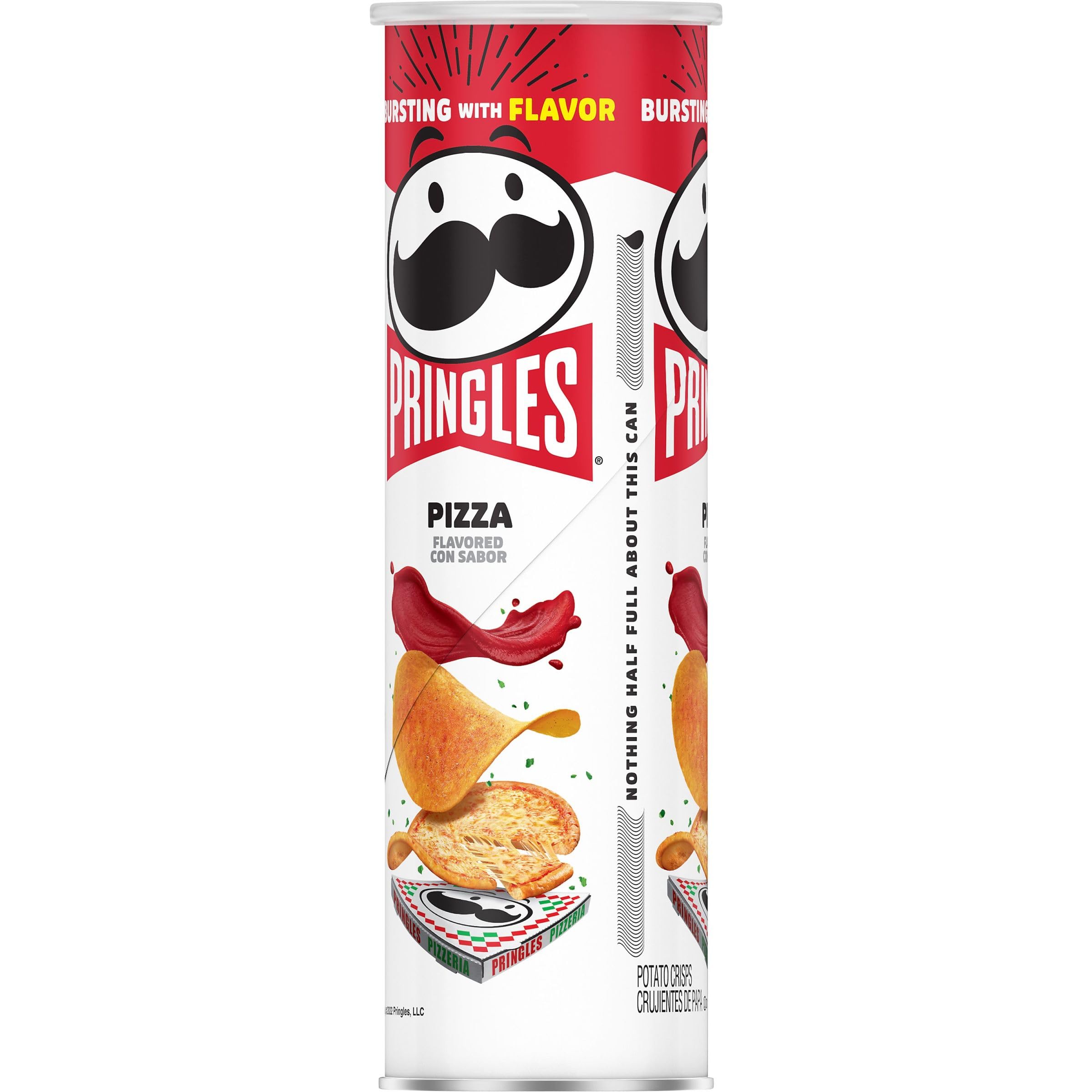 Pringles Potato Crisps Chips - Pizza Flavor, 5.5oz Can (Pack of 1) - Crunchy Lunch Snacks & On-The-Go Treats for Office, School, or Road Trips