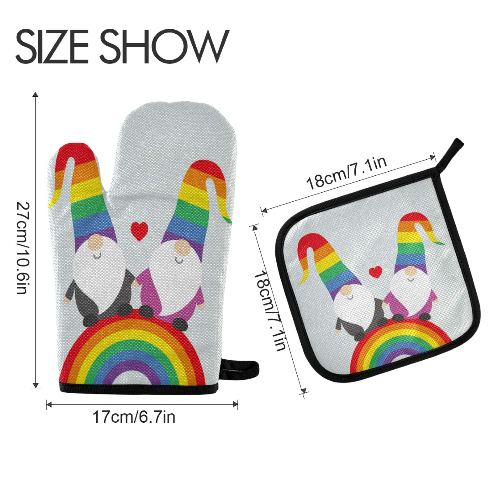 **LGBT Pride Rainbow Oven Mitts and Pot Holders Set – Heat Resistant Kitchen Gloves for Baking, Cooking & BBQ – Perfect for Valentine's Day & LGBTQ+ Celebrations**    *(Use: Protect hands while cooking, baking, or grilling—ideal for Pride Month, Valentine's gifts, or everyday kitchen use!)*