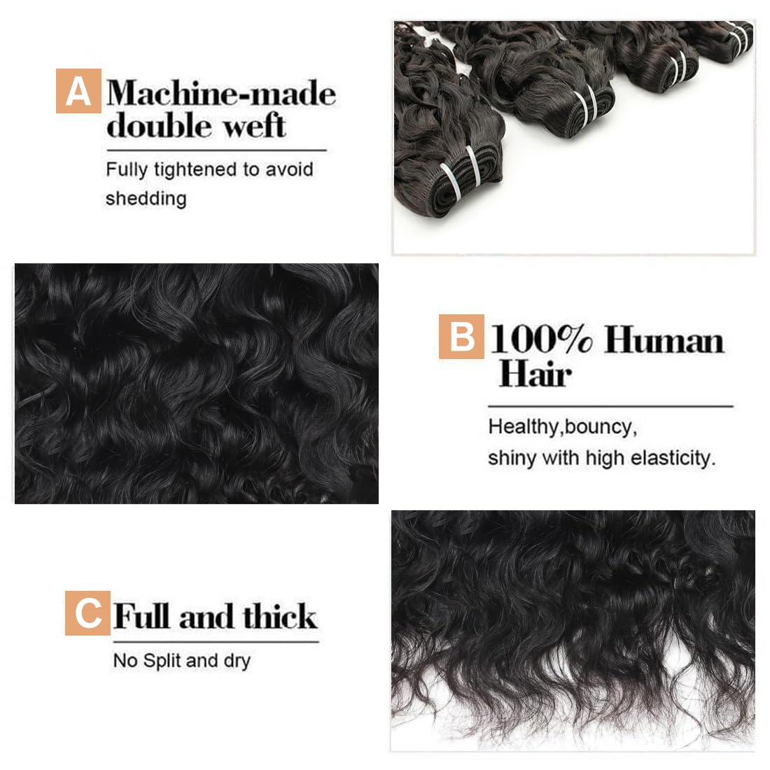 100% Unprocessed Brazilian Virgin Natural Wave Human Hair Bundles 18 20 22 24 Inch - 4 Bundles for Weaving, Extensions & Styling - Perfect for Salon, Wedding & Everyday Wear