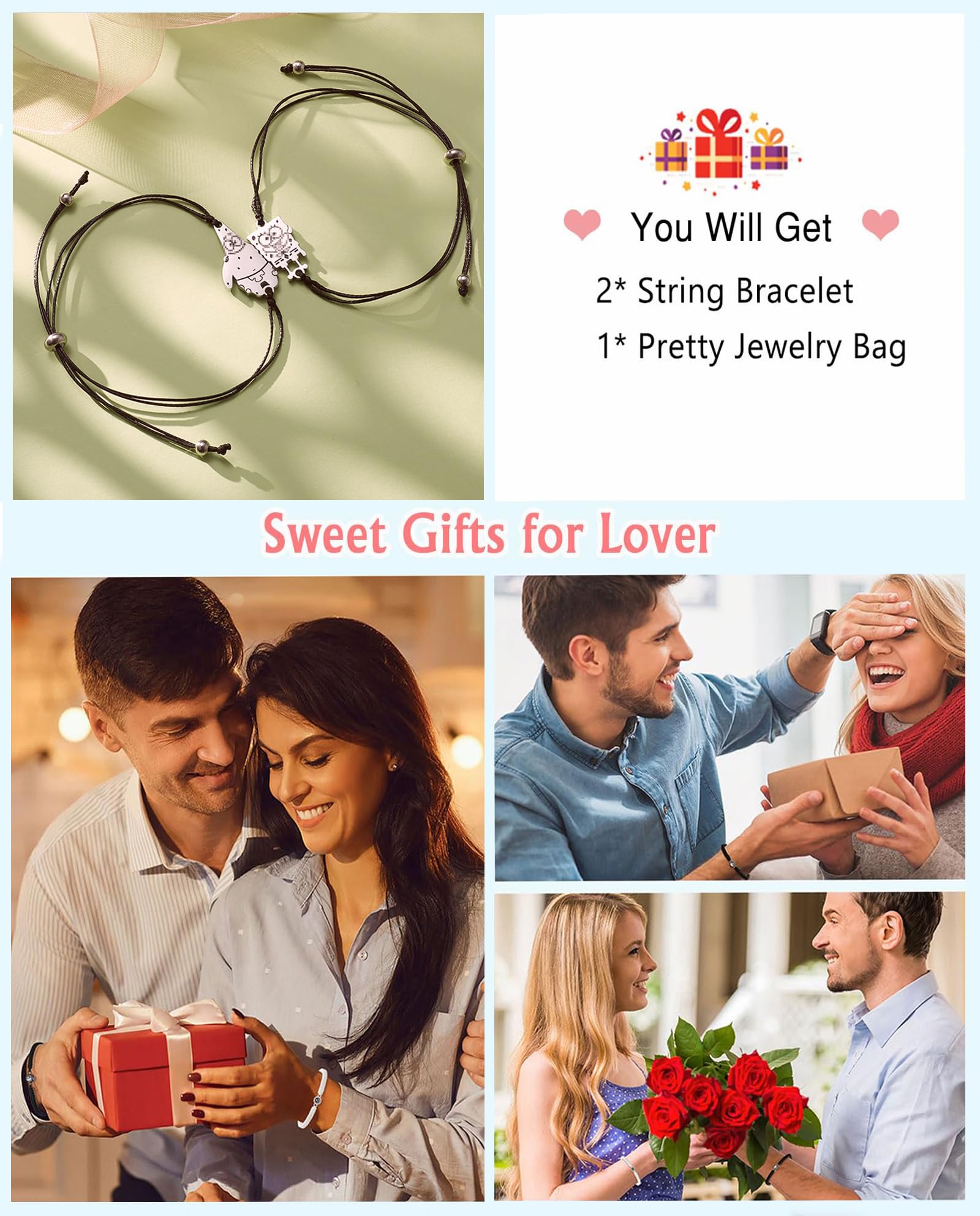 VIMIEW Magnetic Couples Bracelets - Handmade Matching Love Bracelets Jewelry for Couples in 100 Languages, Romantic Valentine's Day Gifts for Women & Men - Perfect for Anniversaries, Weddings & Date Nights