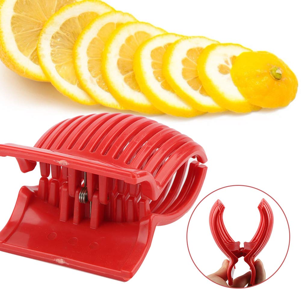Multi-Purpose Tomato Slicer & Holder - Perfect for Potatoes, Round Fruits & Vegetables - Durable Kitchen Cutting Tool (Red) - Ideal for Meal Prep, Salad Making & Cooking at Home