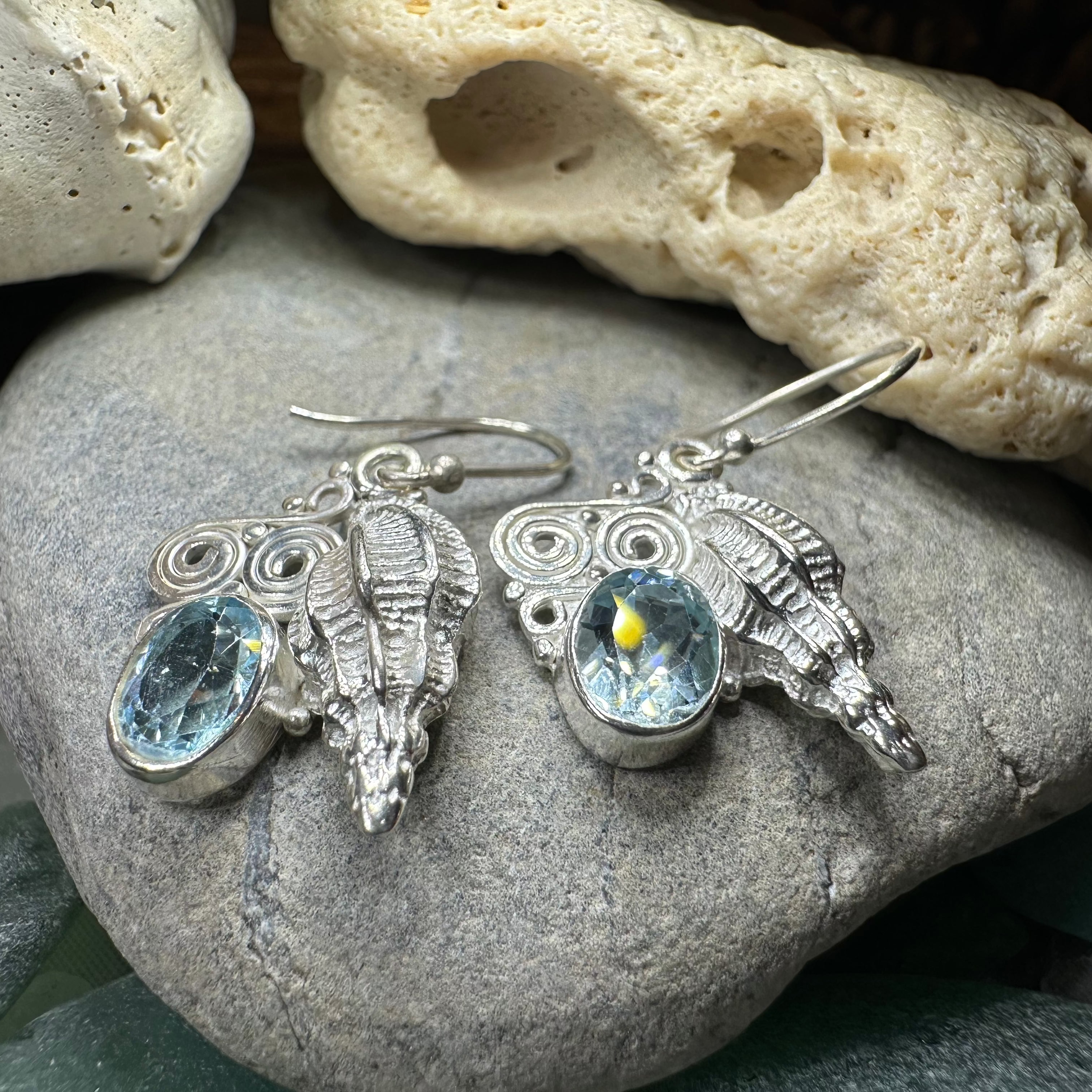 Blue Ocean Shell Earrings for Women - Handmade Beach Jewelry, Boho Chic Dangle Earrings for Summer, Vacation, and Party Accessories