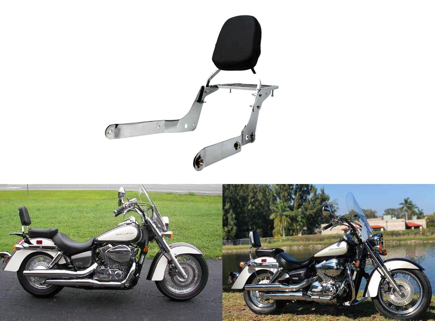 Honda Shadow Aero 750 VT750C Sissy Bar Backrest with Luggage Rack (2004-2018) - Perfect for Long Rides & Motorcycle Travel Accessories