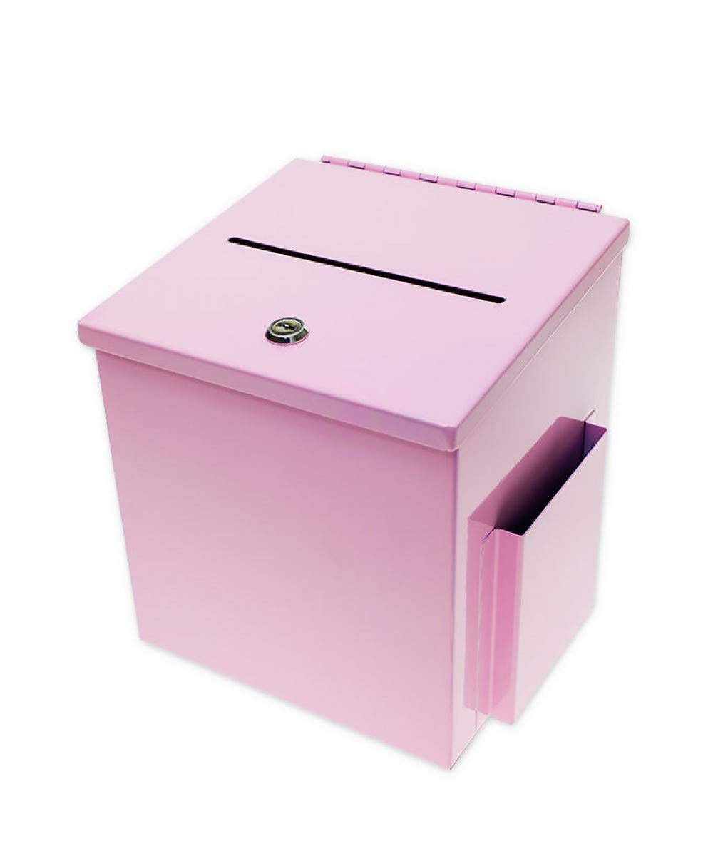 Large Steel Donation Box with Side Pocket - Secure Suggestion & Charity Collection Box for Offices, Schools & Public Spaces | Durable Metal Drop Box by Source One LLC