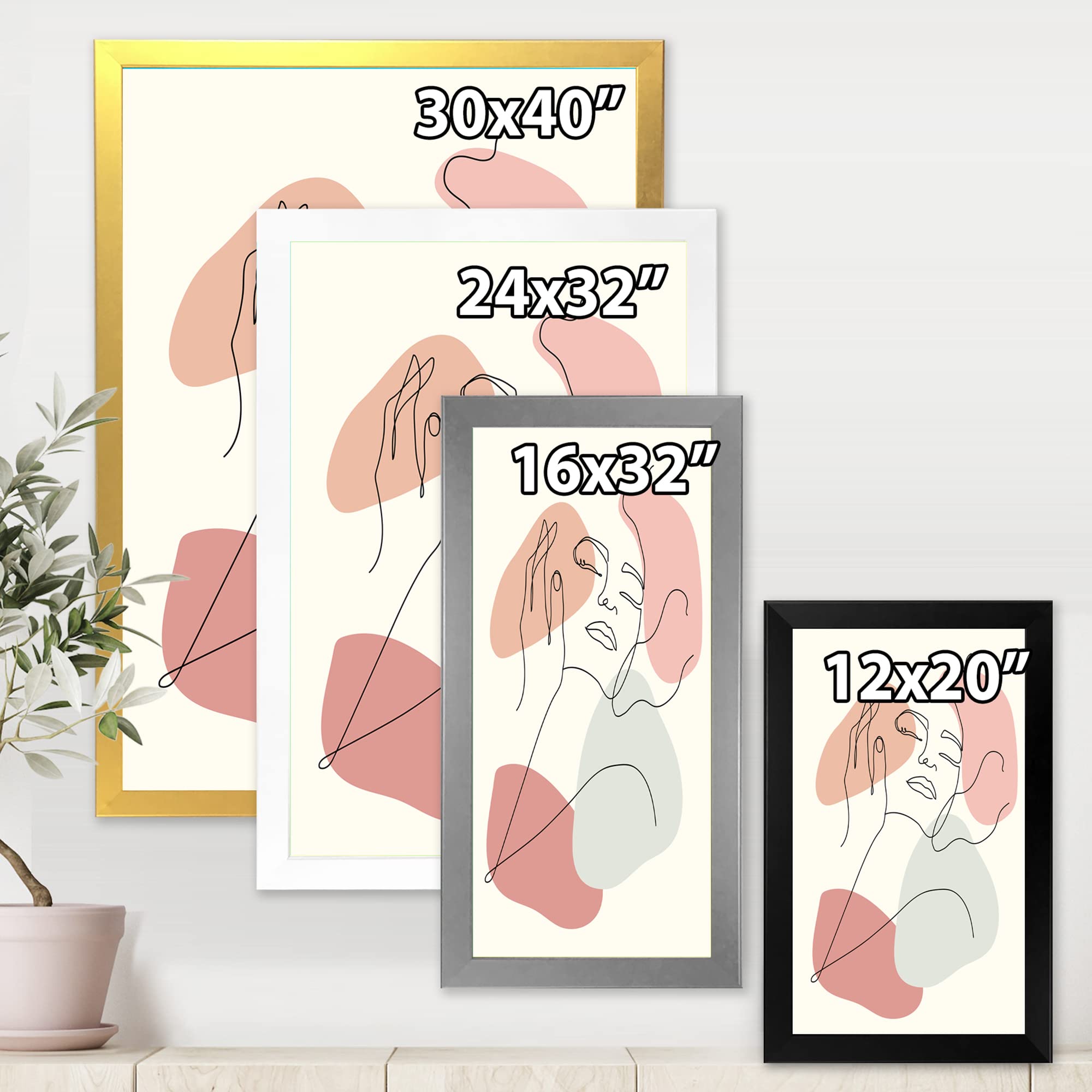 Modern Framed Wall Art - Continuous Line Portrait of Woman | Elegant Home Decor for Living Room, Bedroom & Office | Unique Abstract Line Drawing