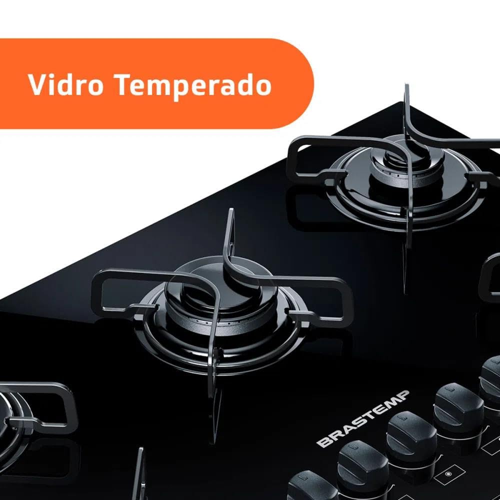 Brastemp 5-Burner Cooktop with Platinum Grates & Automatic Ignition - BDD75AE BIVOLT - Perfect for Modern Kitchens & Home Cooking