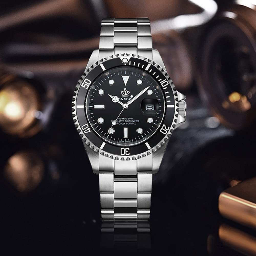 FANMIS Men's Luxury Watches - Rotatable Bezel, Sapphire Crystal Glass, Luminous Hands, Quartz Movement, Silver-Tone Stainless Steel Watch for Business, Formal & Casual Wear | Perfect for Office, Dating & Special Occasions