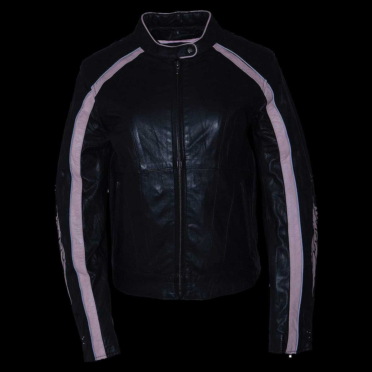 Milwaukee Leather ML1952 Women's Black Embroidered Wing & Stud Design Leather Scooter Jacket - Perfect for Motorcycle Riding, Biker Fashion & Casual Outfits