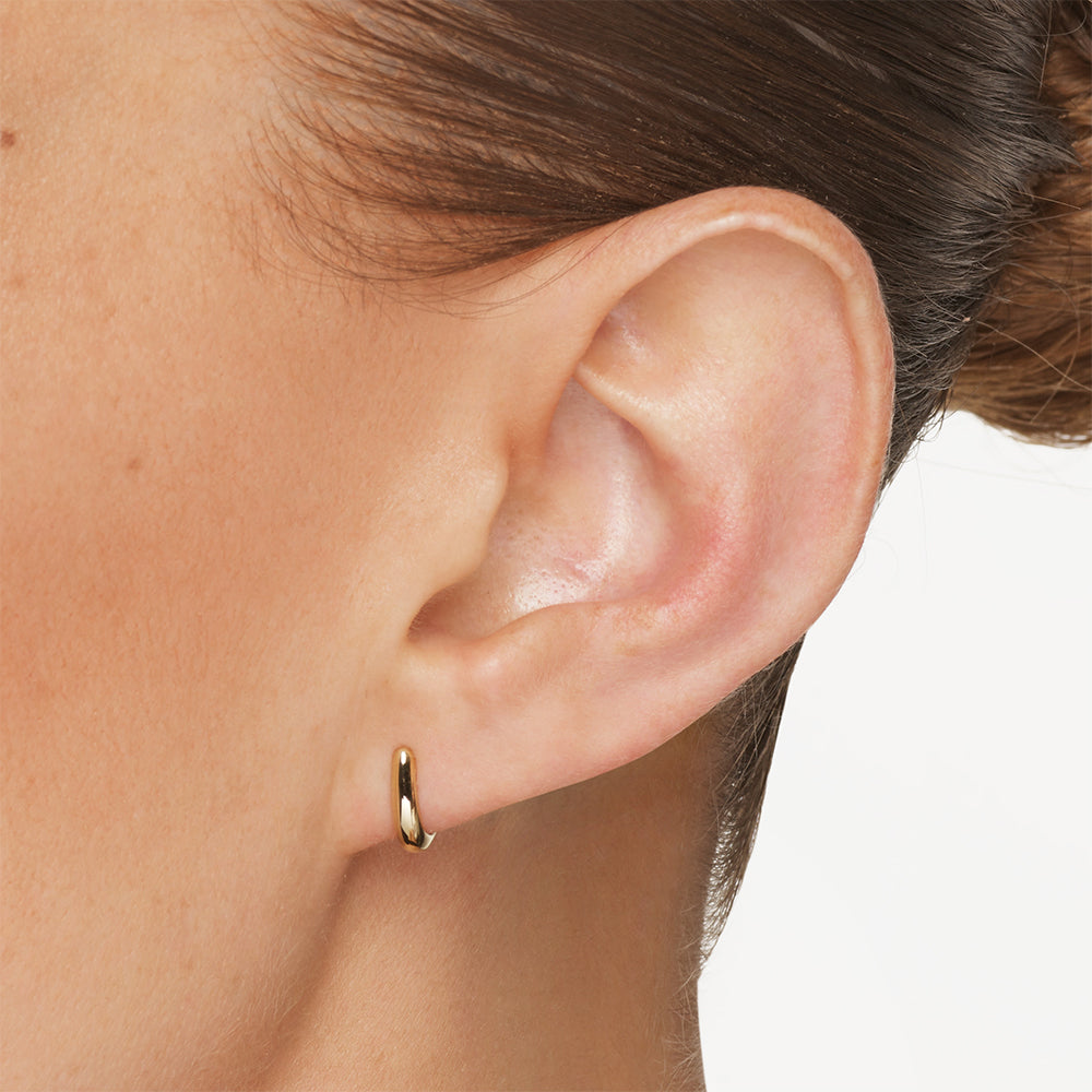 10k Gold Slim Dome Huggie Stud Earrings for Women - Minimalist Everyday Hoop Earrings for Work, Date Night & Gifting