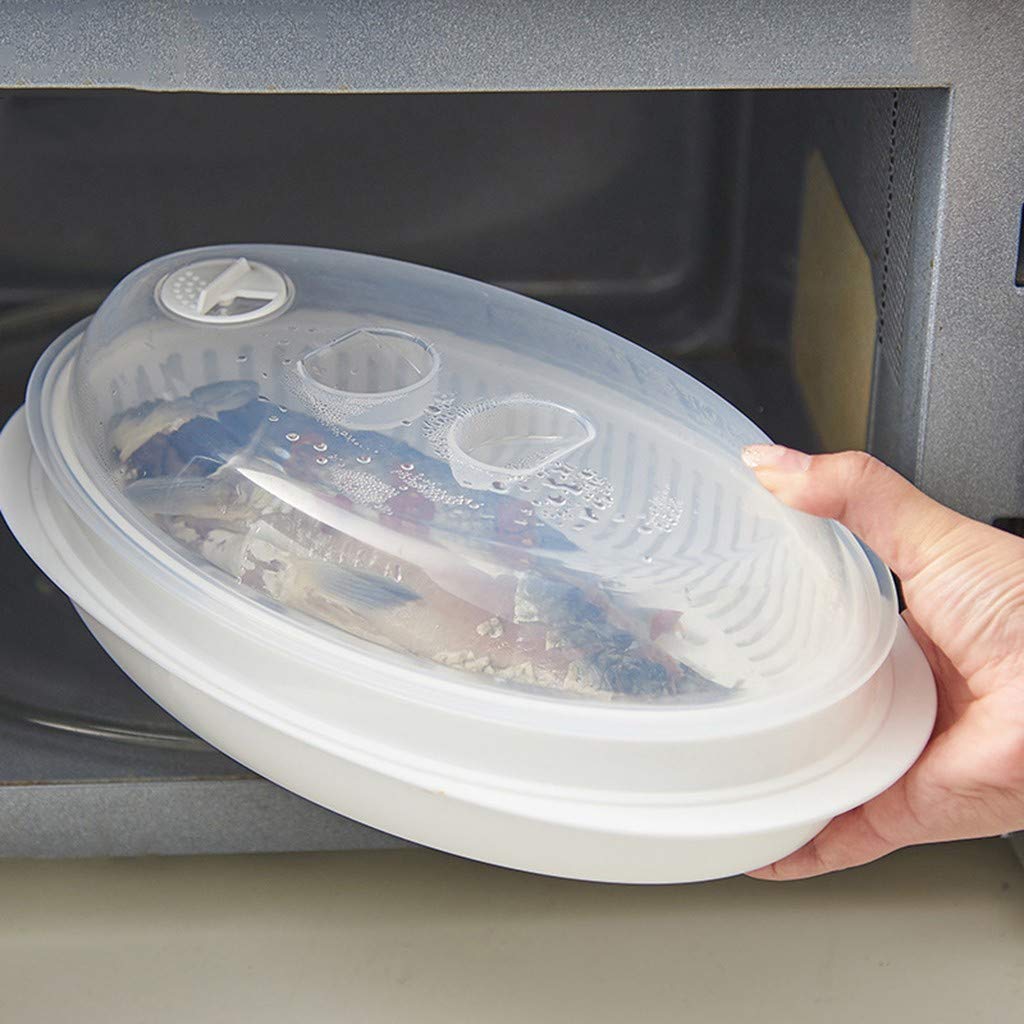 Guolarizi Microwave-Safe Plastic Steamer Container for Fish & Seafood – BPA-Free, Dishwasher Safe Kitchen Tool for Cooking, Meal Prep & Healthy Eating (White) | Perfect for Steaming Fish, Vegetables & Meal Prepping in Microwave