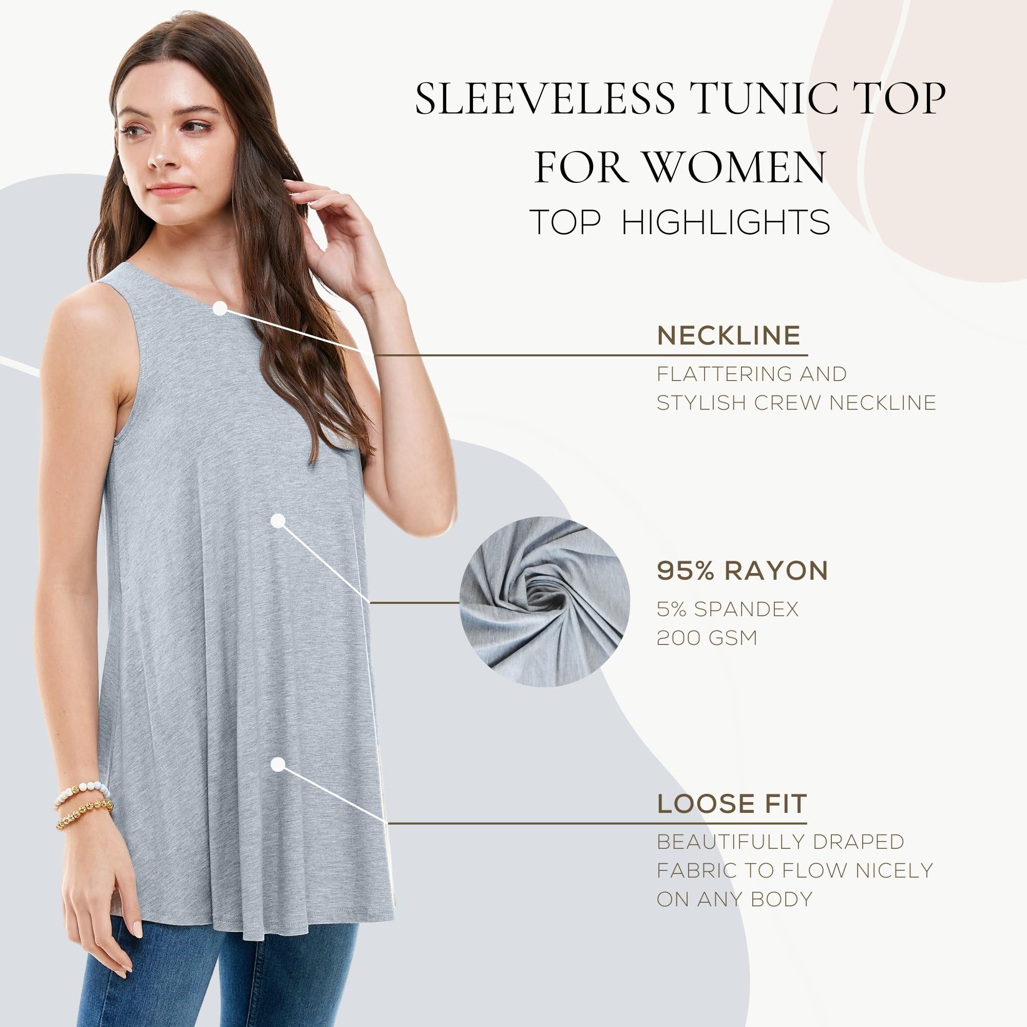 Azules Sleeveless Tunic Tops for Women - Loose Fit Summer Tank Tops, Flowy Dressy Blouses & Casual Shirts for Leggings | Perfect for Yoga, Beachwear & Everyday Outfits